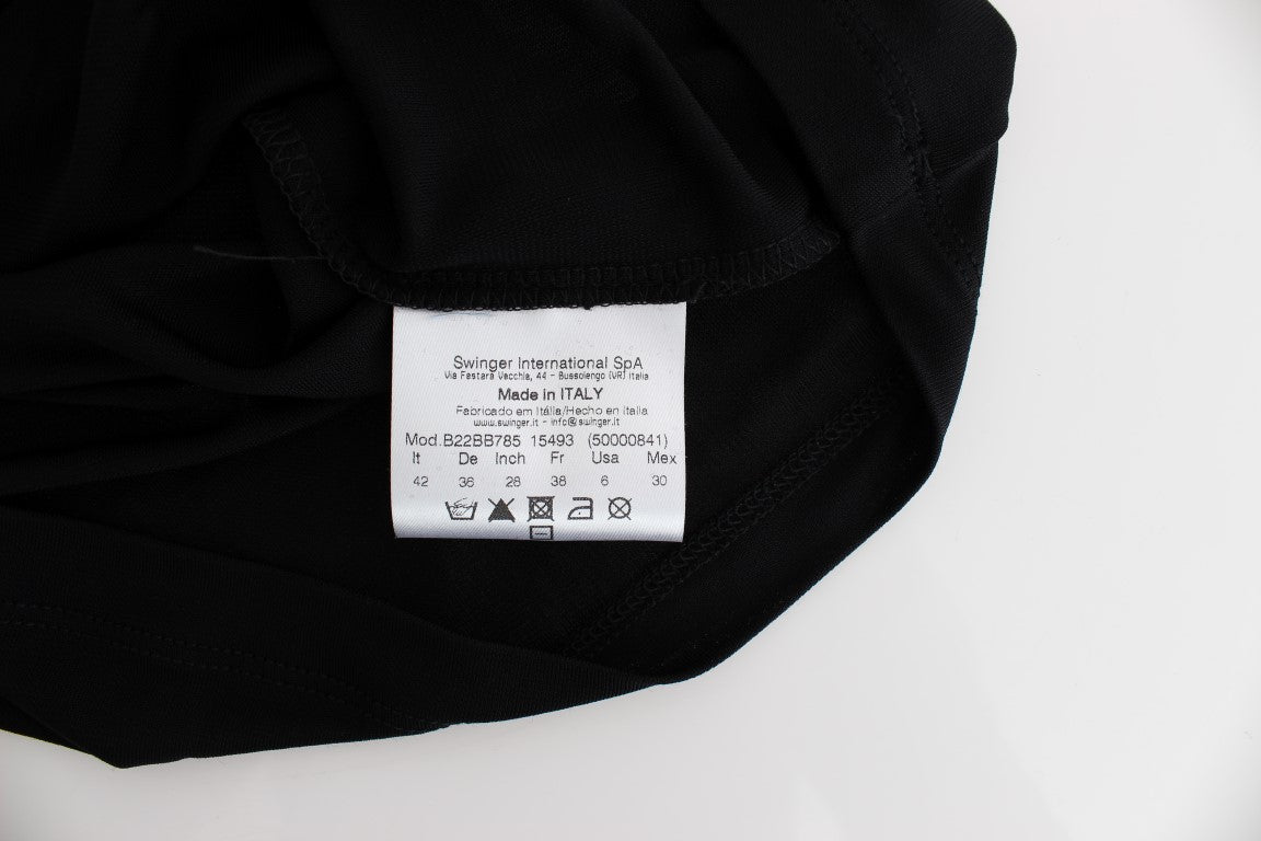 Roccobarocco Robe courte moulante en jersey noir ornée de strass