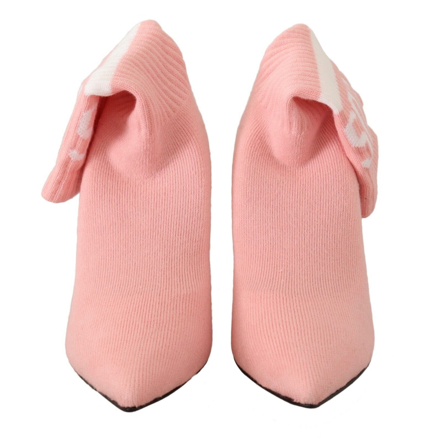Bottines à talons compensés en daim rose avec logo GCDS, à porter comme chaussettes.