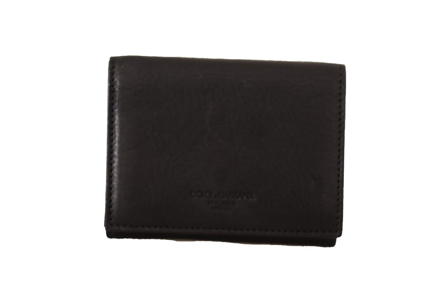 Portefeuille multi-poches Dolce & Gabbana en cuir noir à trois volets avec ceinture