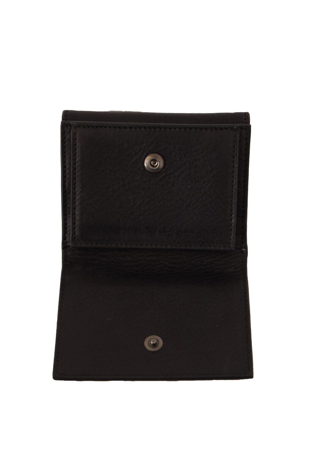 Portefeuille multi-poches Dolce & Gabbana en cuir noir à trois volets avec ceinture