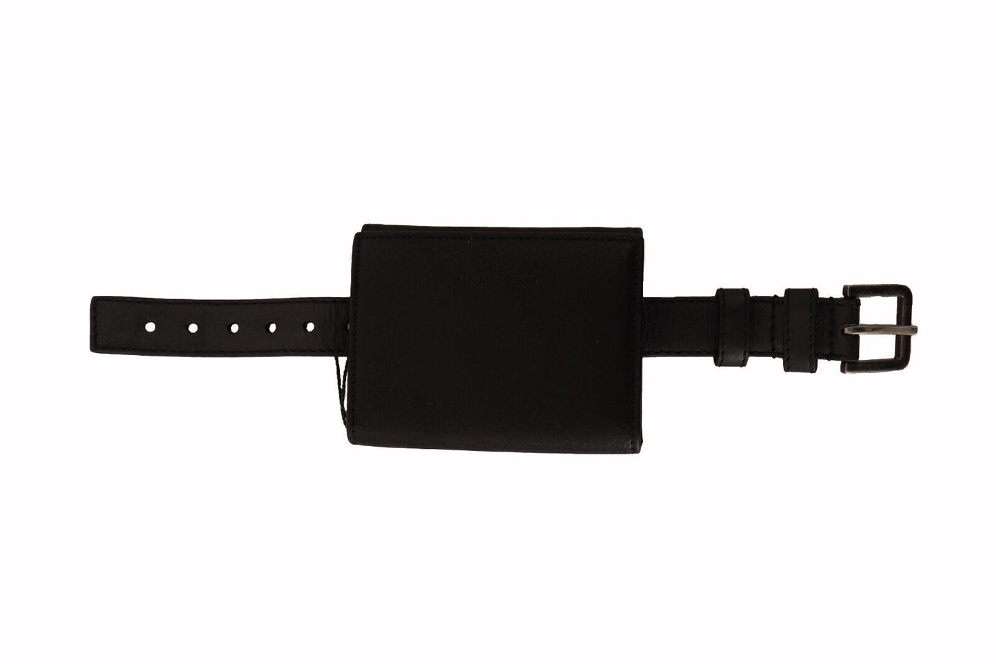 Portefeuille multi-usages Dolce & Gabbana en cuir noir à trois volets avec sangle de ceinture