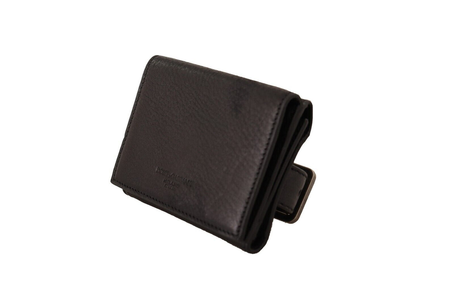 Portefeuille multi-usages Dolce & Gabbana en cuir noir à trois volets avec sangle de ceinture