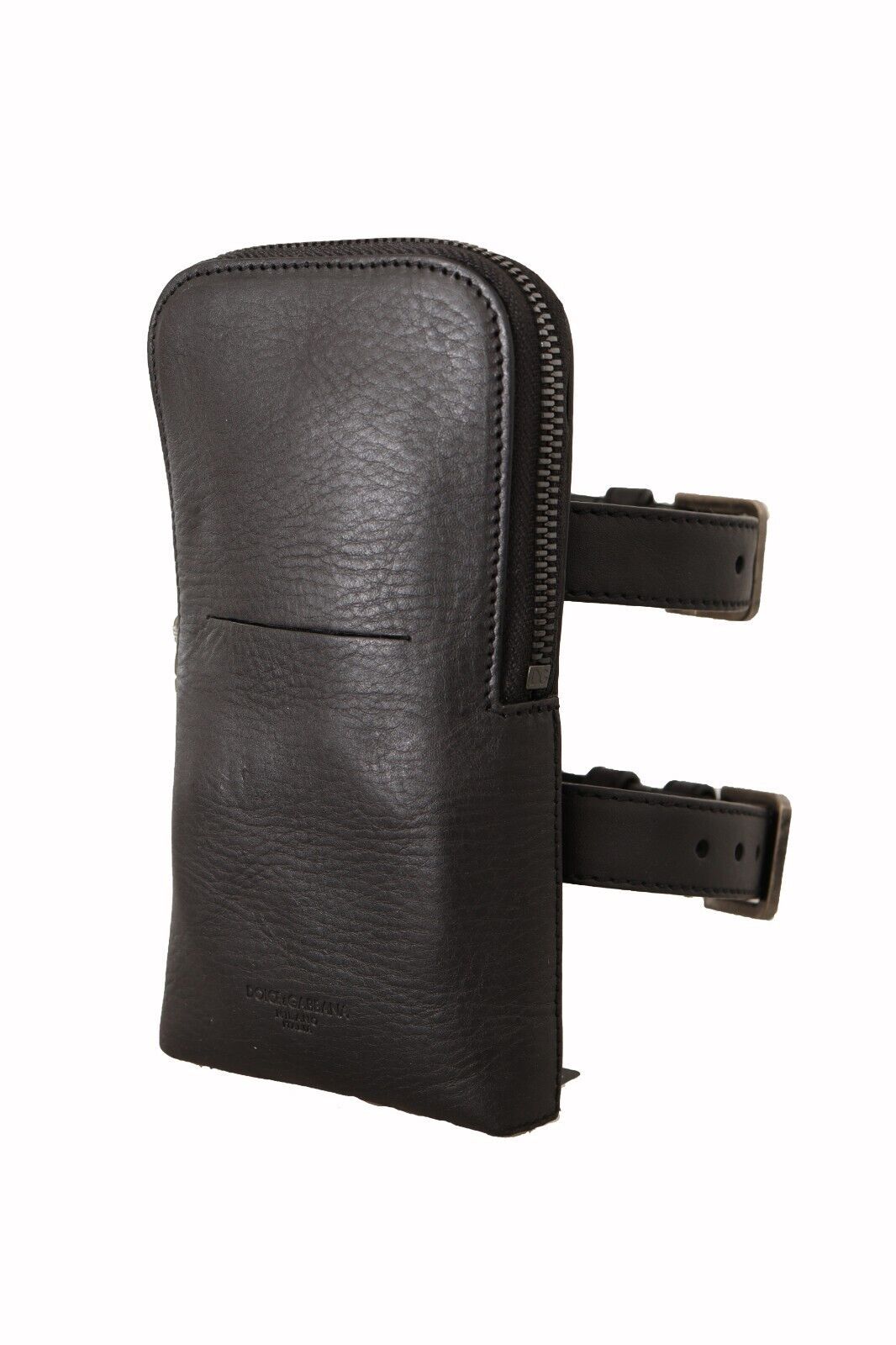 Portefeuille multi-kits Dolce & Gabbana en cuir noir à double sangle