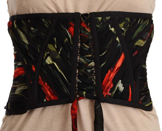 Dolce & Gabbana Zwarte Top van Zijde met Corsetgordel en Elastische Tailleband