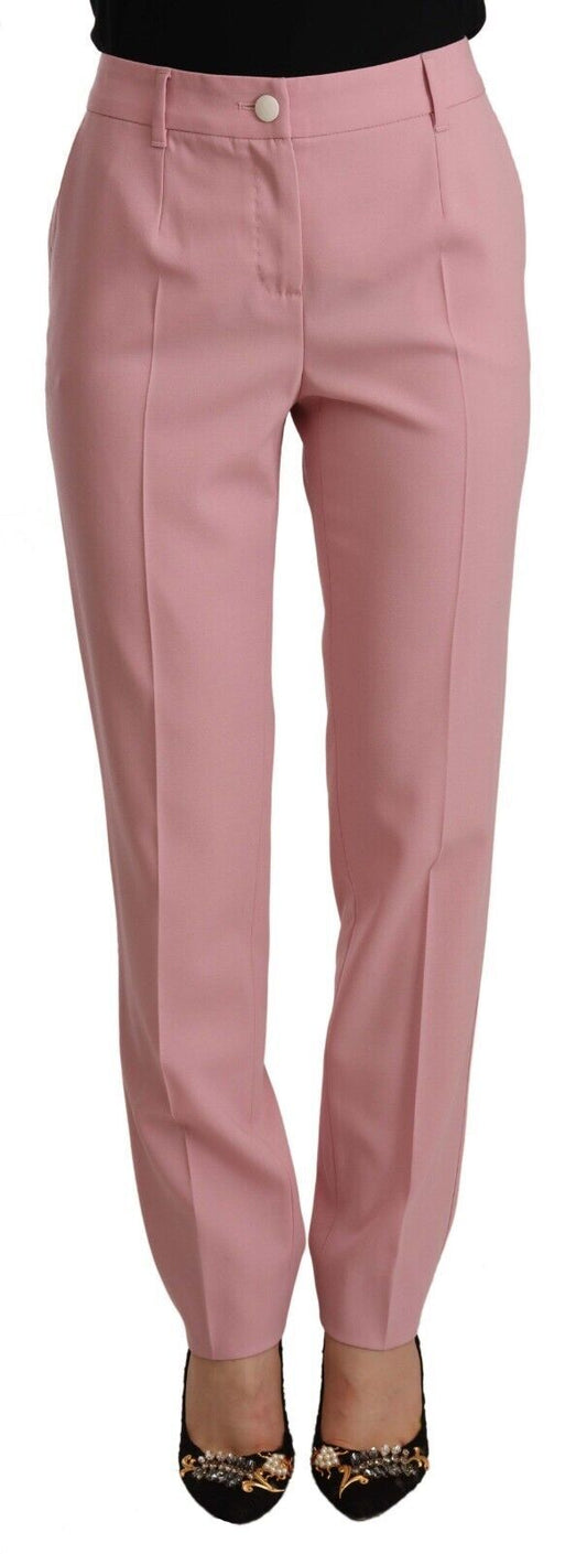 Dolce & Gabbana roze stretch broek van wol met hoge taille