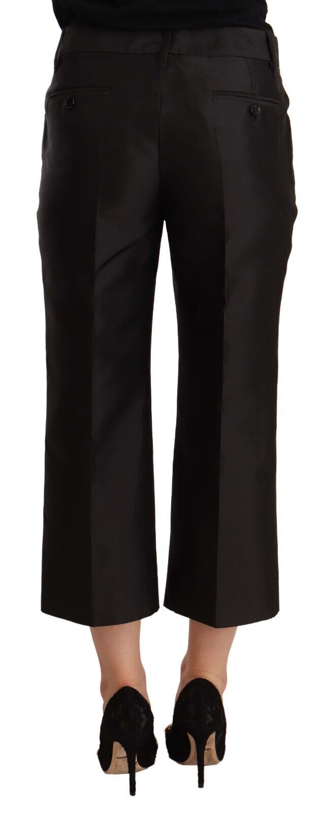 Pantalon flare court noir en soie 100% de Dolce & Gabbana