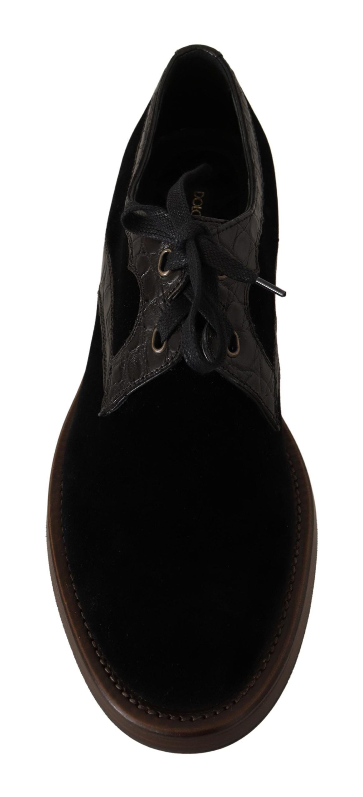 Dolce & Gabbana Chaussures en velours noir et cuir exotique