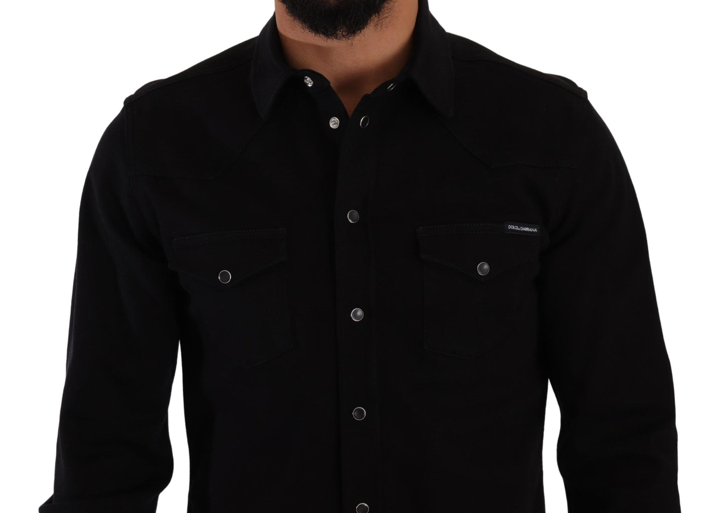 Chemise en jean stretch en coton noir et ajustée de Dolce & Gabbana