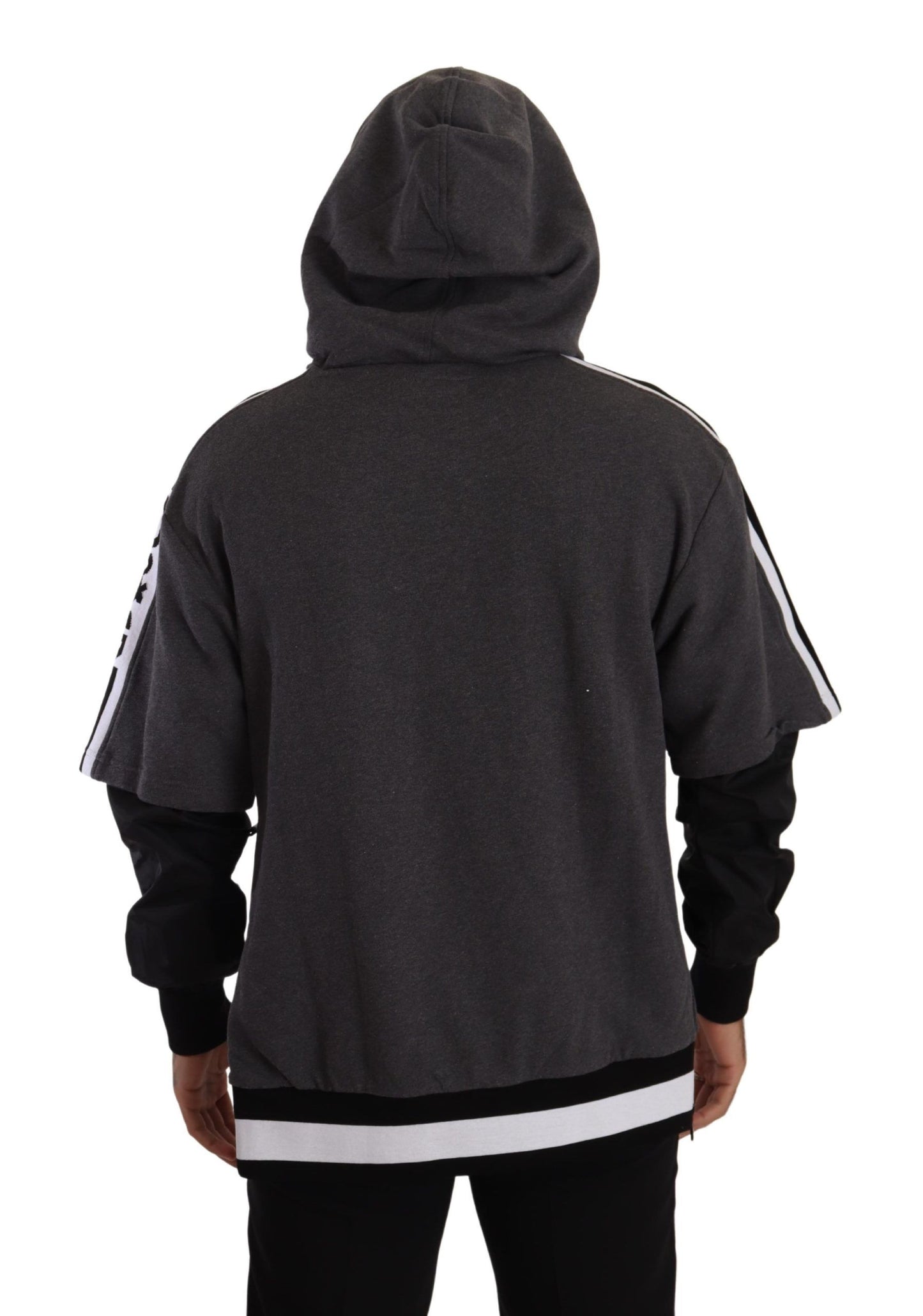 Pull à capuche en coton gris et noir Dolce & Gabbana #DGMILLENNIALS