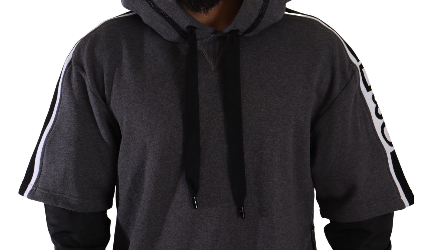 Pull à capuche en coton gris et noir Dolce & Gabbana #DGMILLENNIALS