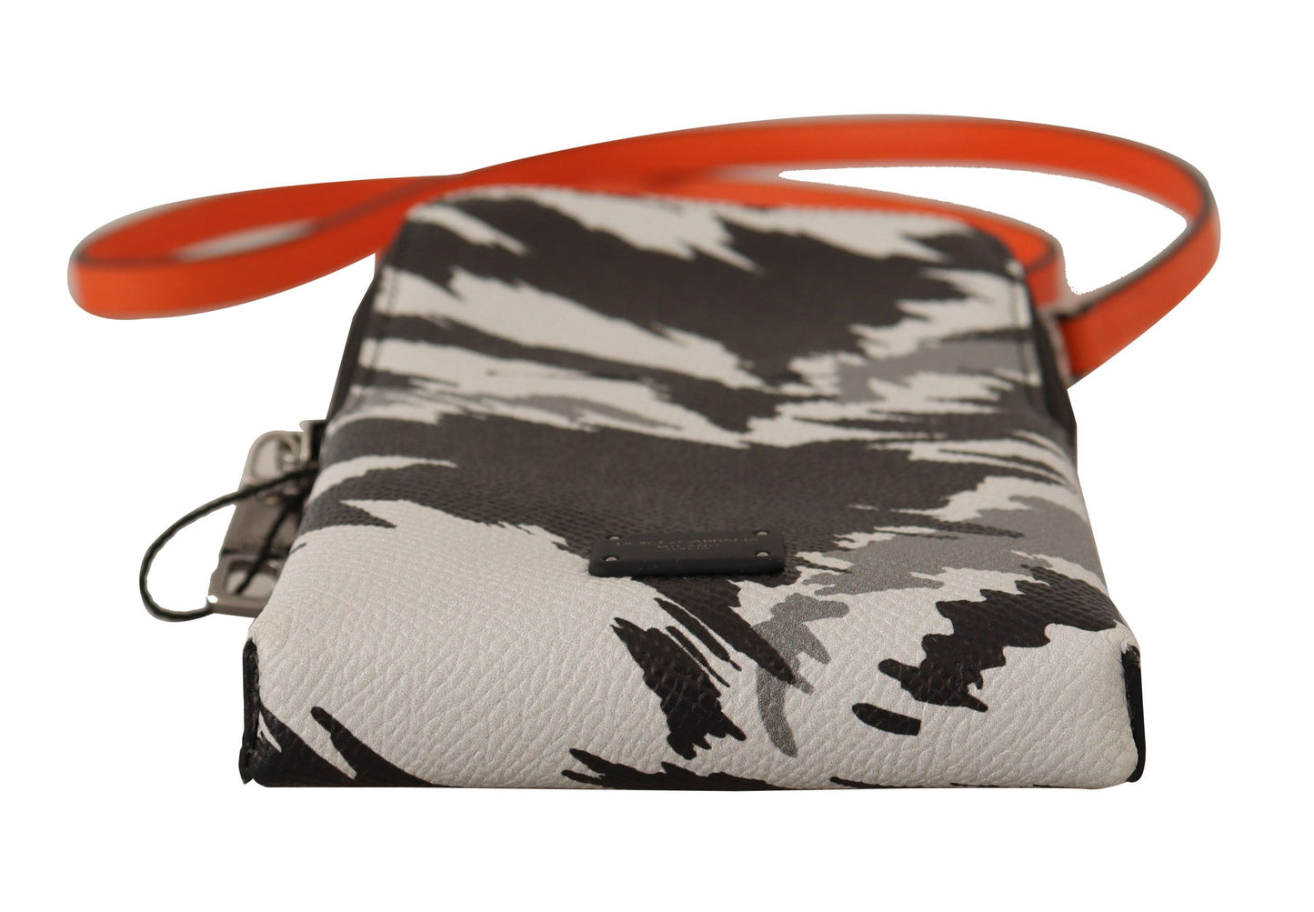 Portefeuille à bandoulière en cuir gris Dolce & Gabbana avec poche pour cartes