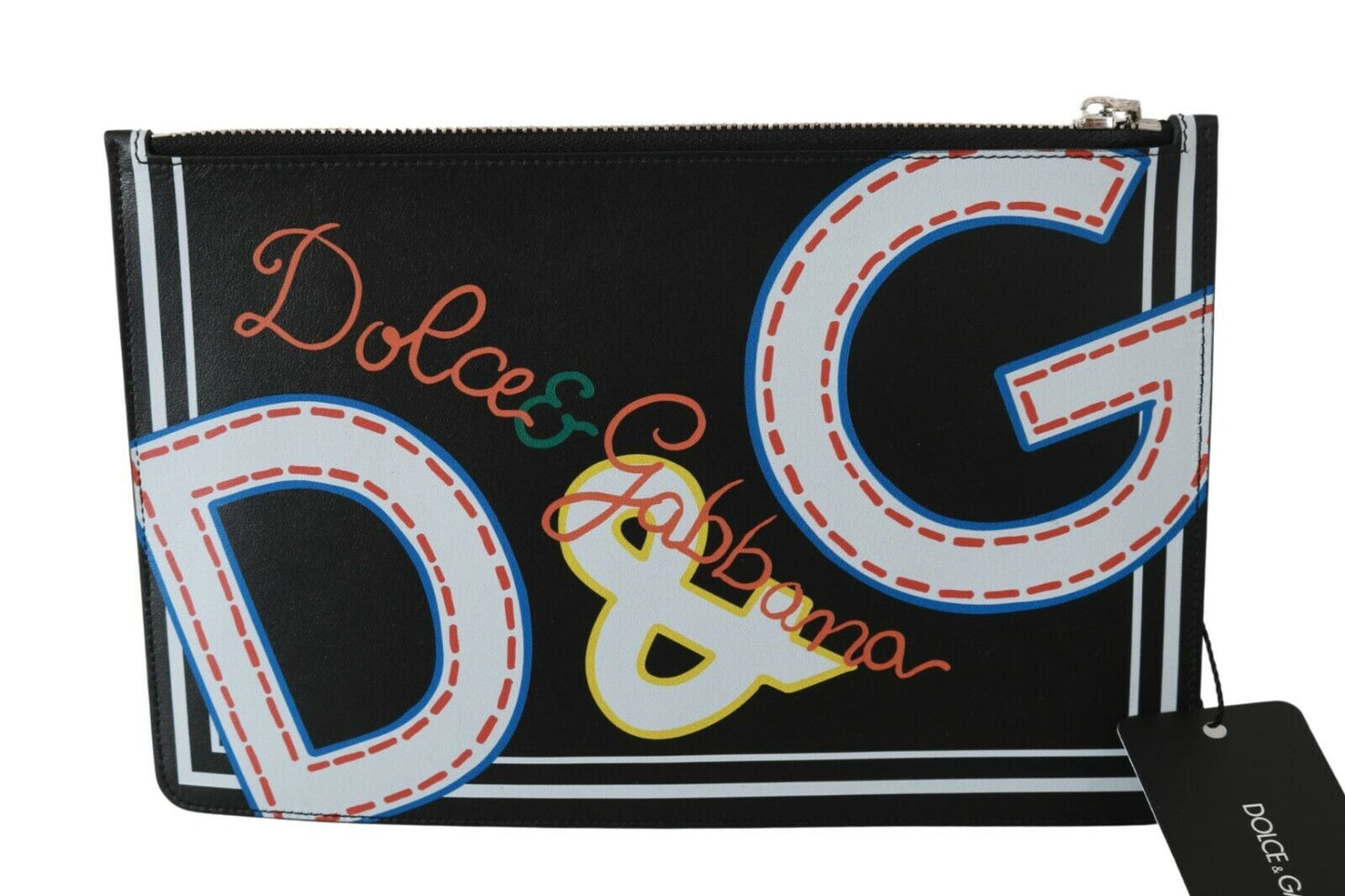 Dolce & Gabbana Zwarte DG Print Heren Portemonnee met Ritssluiting en Leren Portemonnee