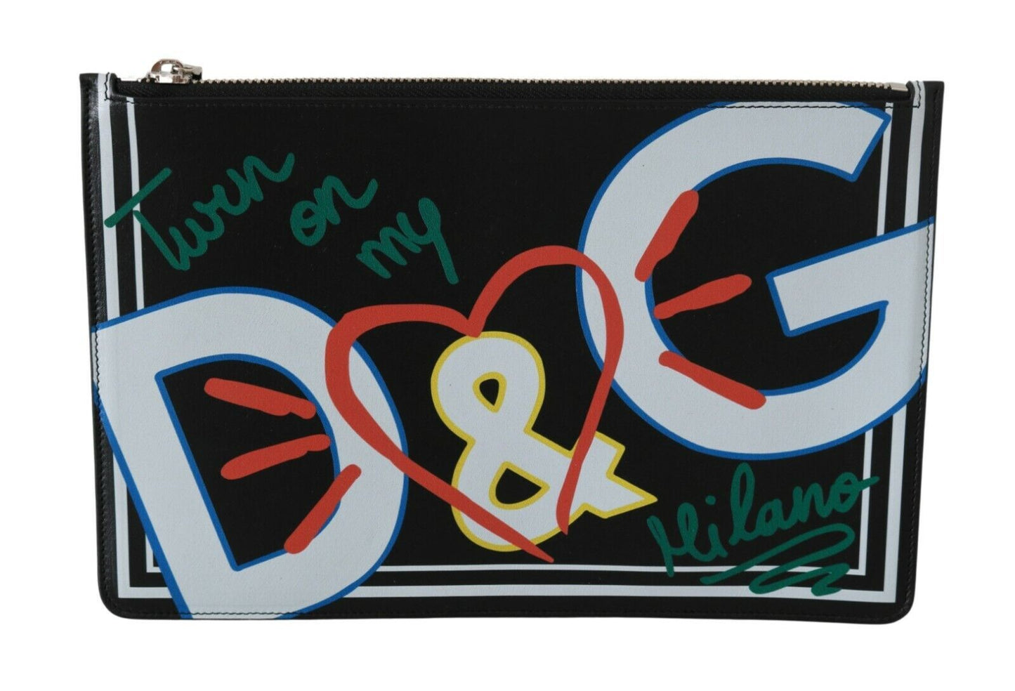 Dolce & Gabbana Zwarte DG Print Heren Portemonnee met Ritssluiting en Leren Portemonnee