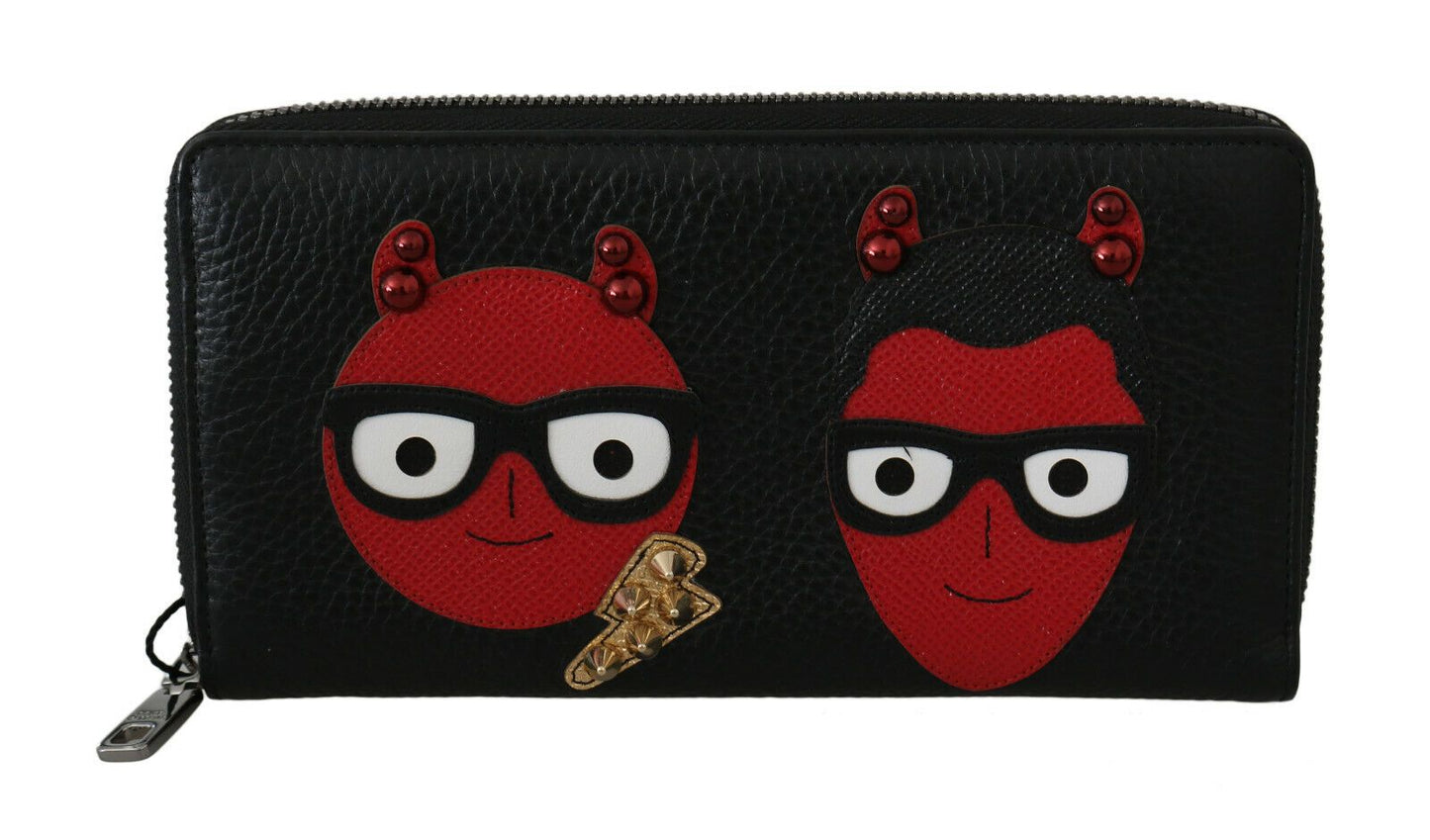 Dolce & Gabbana Zwart Rood Leren #DGFAMILY Rits Continentale Portemonnee