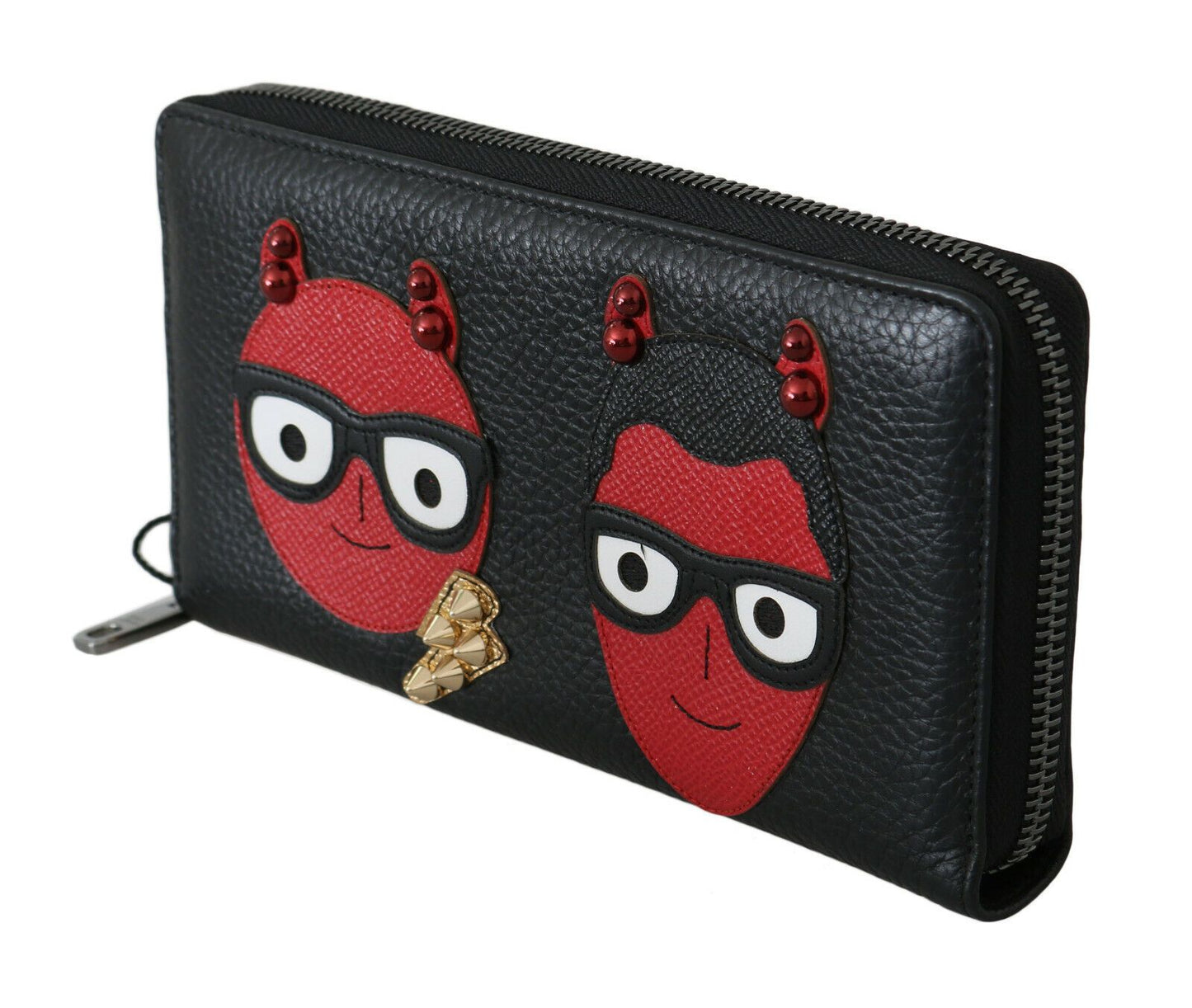 Dolce & Gabbana Zwart Rood Leren #DGFAMILY Rits Continentale Portemonnee