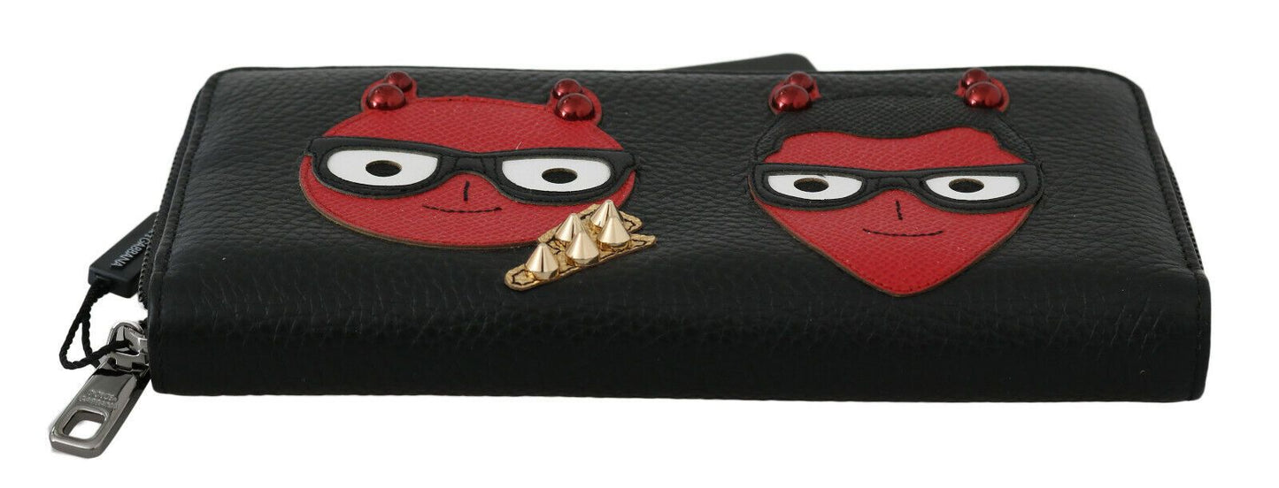 Dolce & Gabbana Zwart Rood Leren #DGFAMILY Rits Continentale Portemonnee