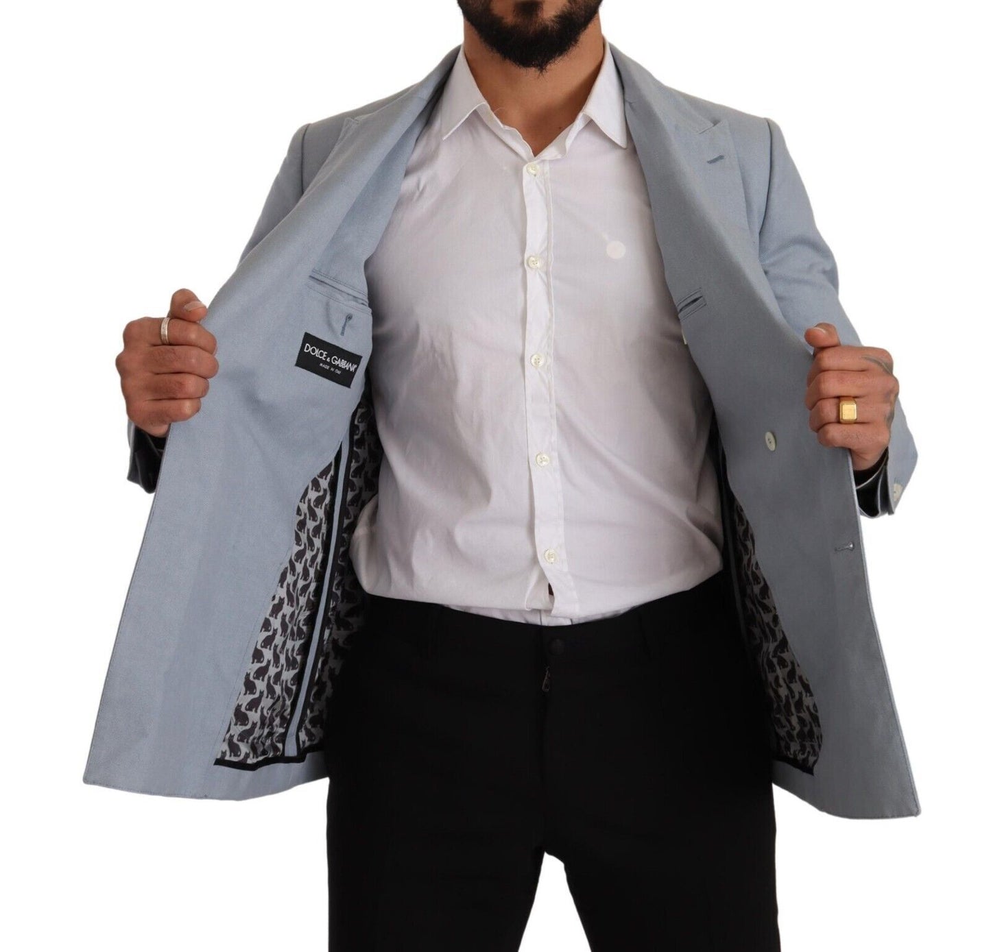 Dolce & Gabbana - Blazer, veste, manteau slim fit en coton et lin bleu