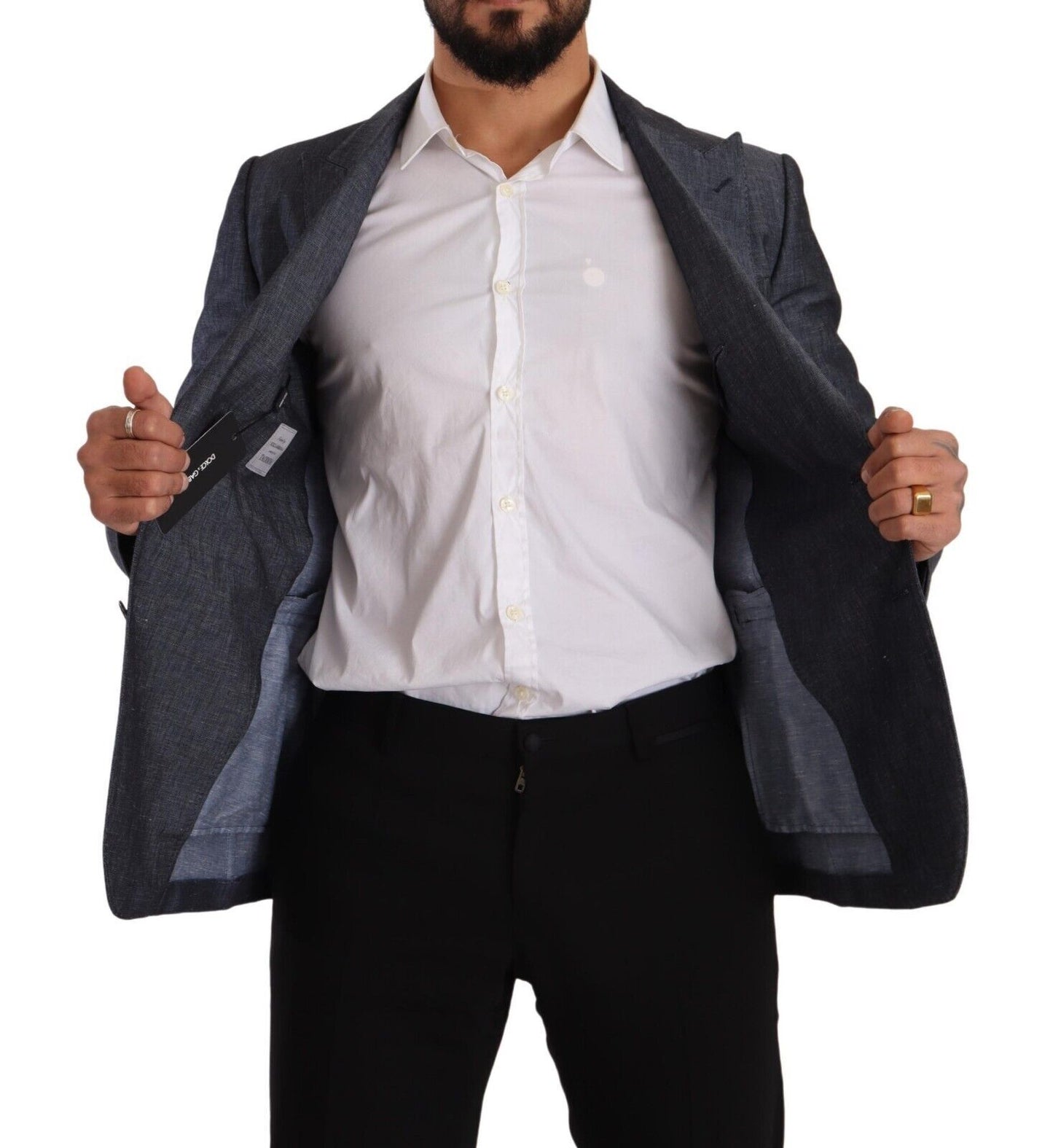 Dolce & Gabbana TAORMINA, veste-blazer en lin et coton bleu.