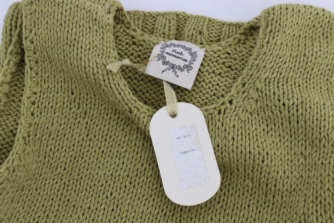Pull sans manches en coton mélangé vert de PINK MEMORIES