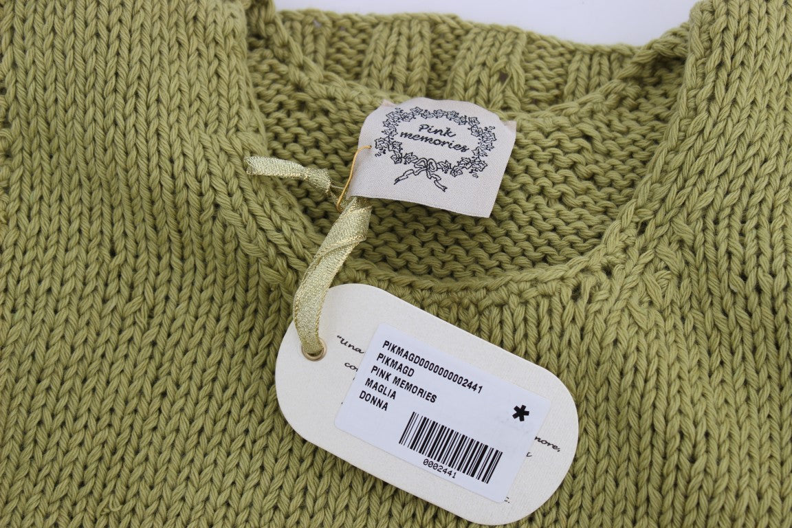 Pull sans manches en coton mélangé vert de PINK MEMORIES
