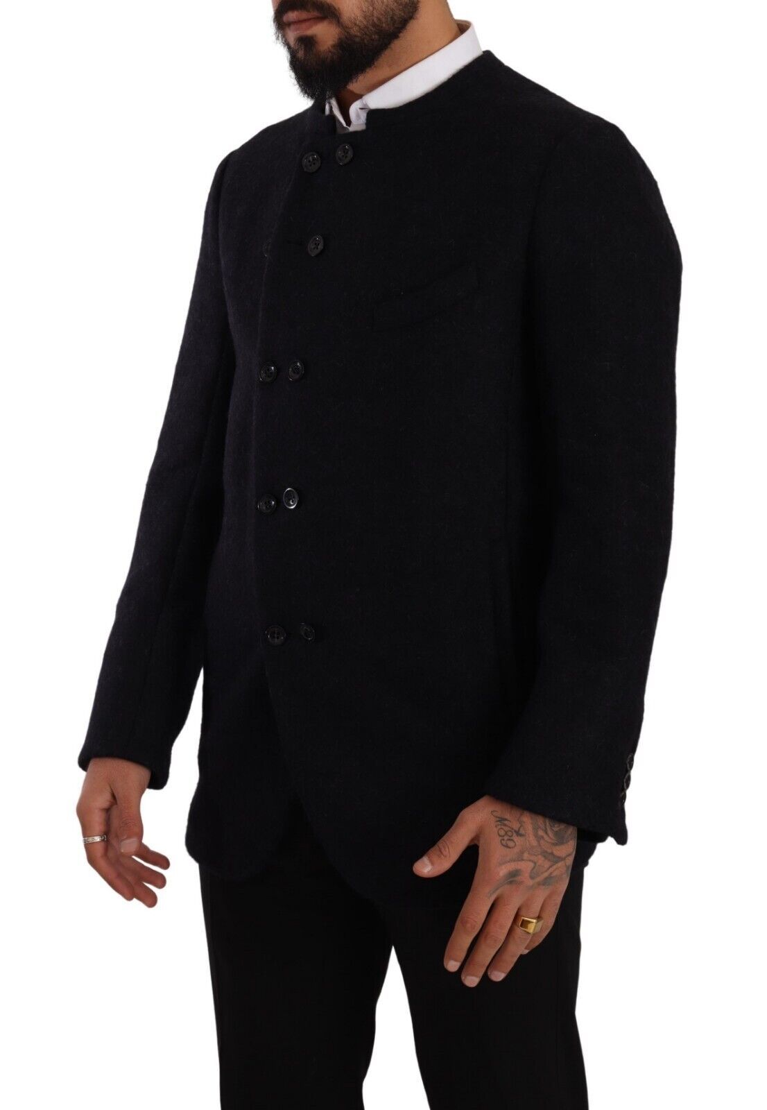 Manteau-veste homme gris en alpaga à boutons de Dolce & Gabbana