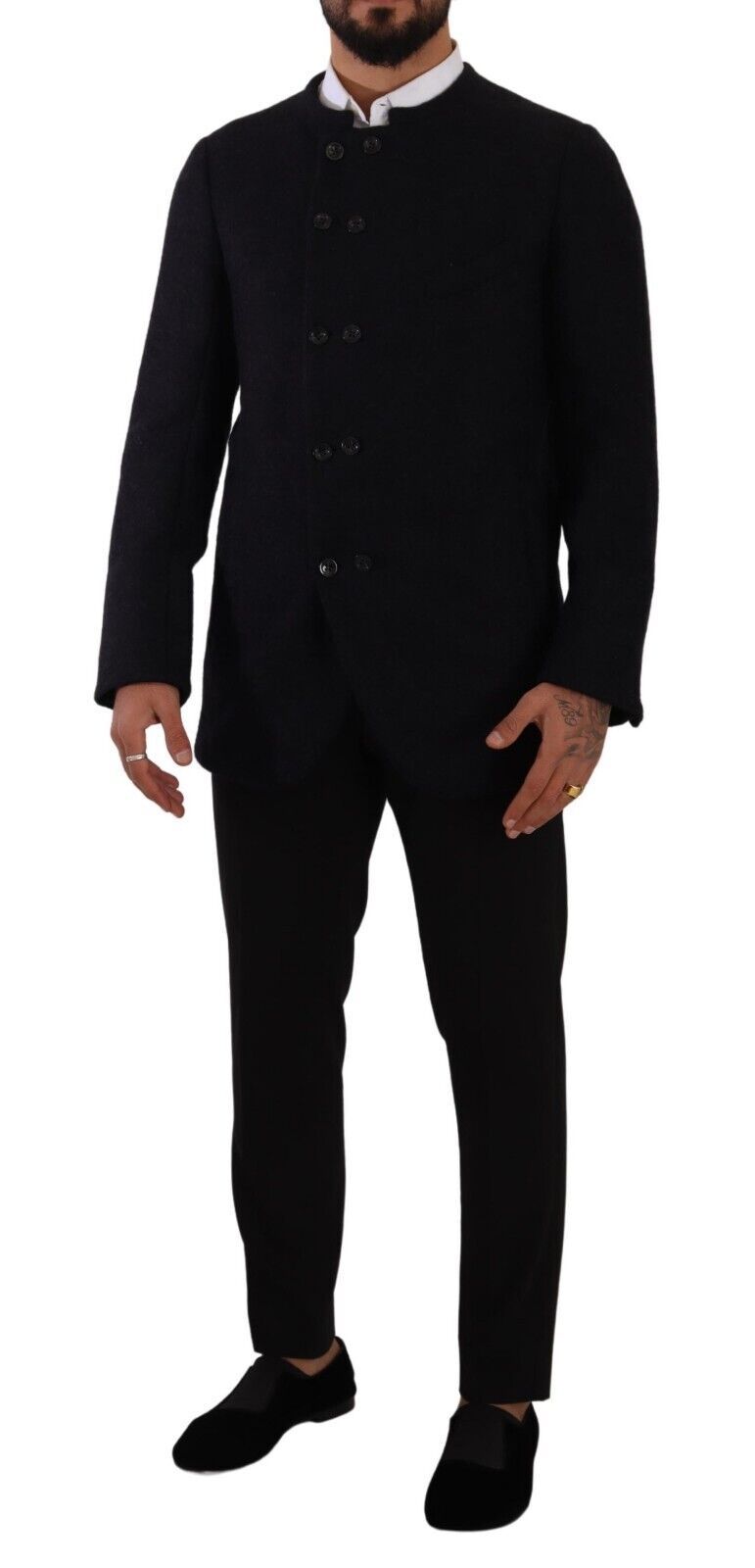 Manteau-veste homme gris en alpaga à boutons de Dolce & Gabbana
