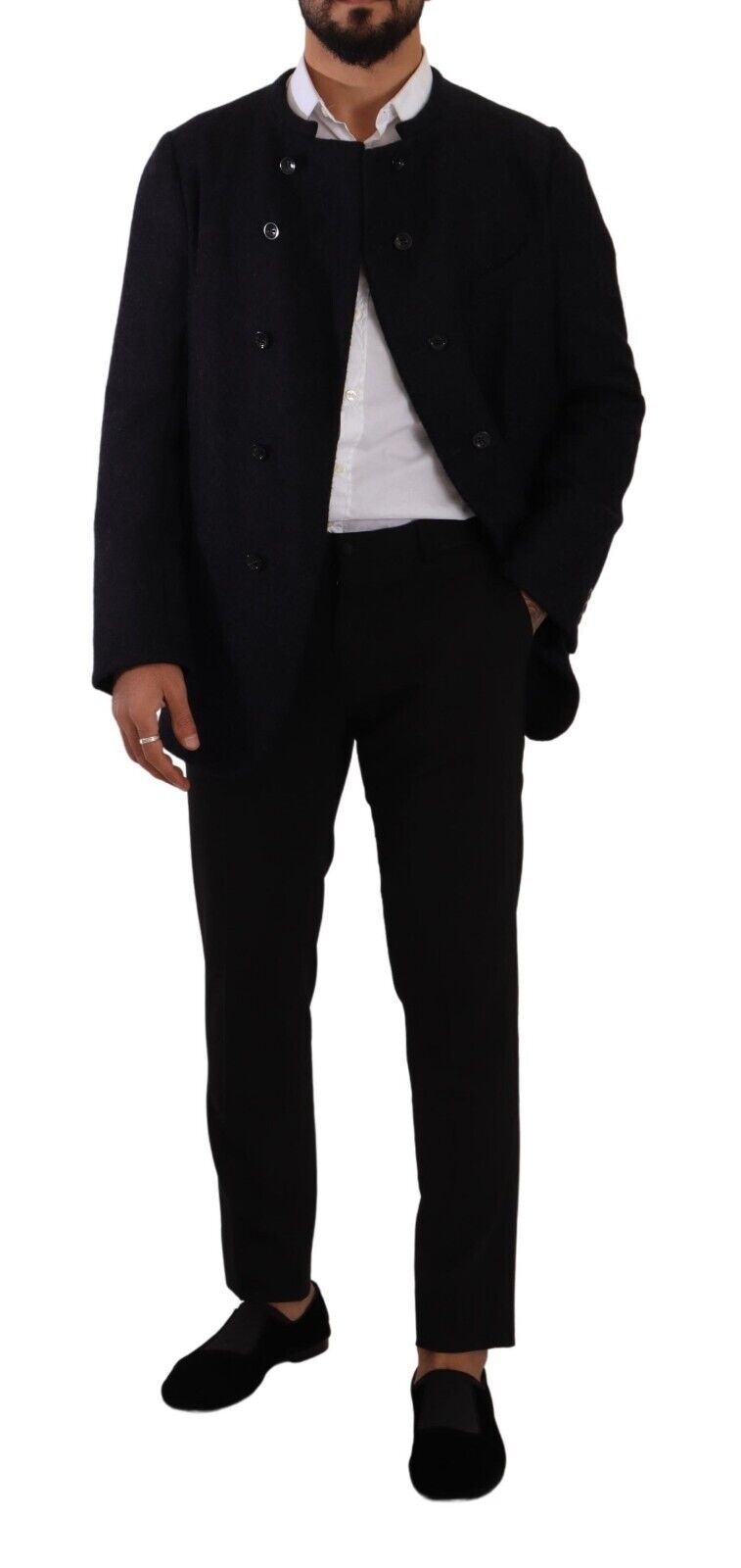Manteau-veste homme gris en alpaga à boutons de Dolce & Gabbana