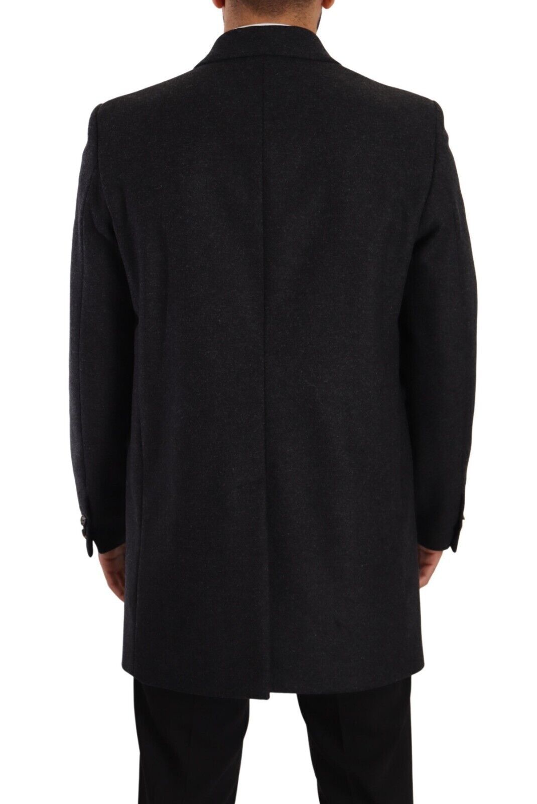 Manteau-trencher en laine grise foncé pour homme de Dolce & Gabbana