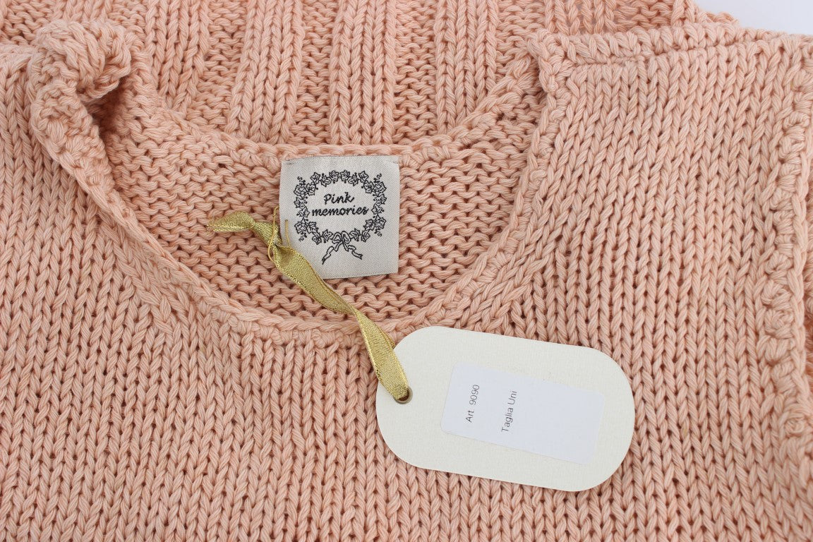 PINK MEMORIES Pull sans manches en coton mélangé rose, tricoté
