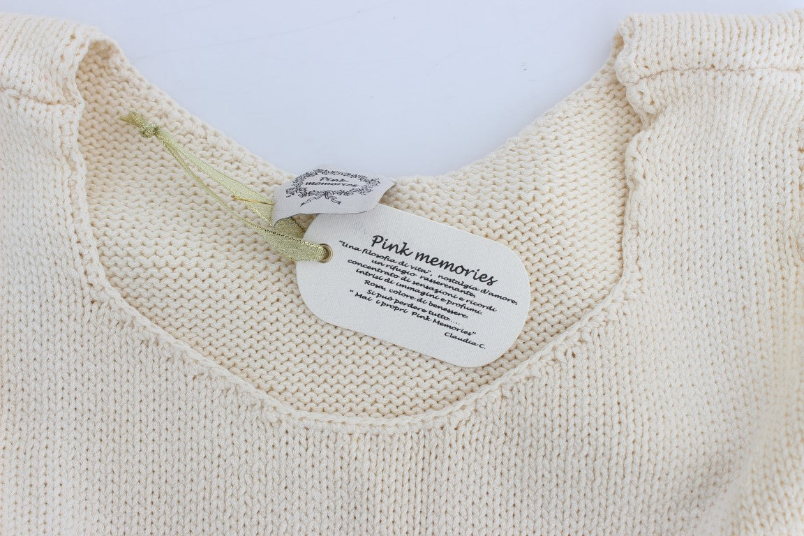 PINK MEMORIES Pull sans manches en coton mélangé beige, tricoté
