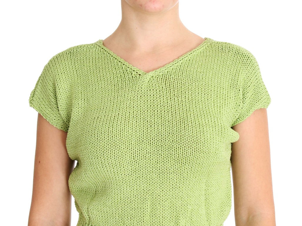 Pull en coton mélangé à mailles vertes PINK MEMORIES