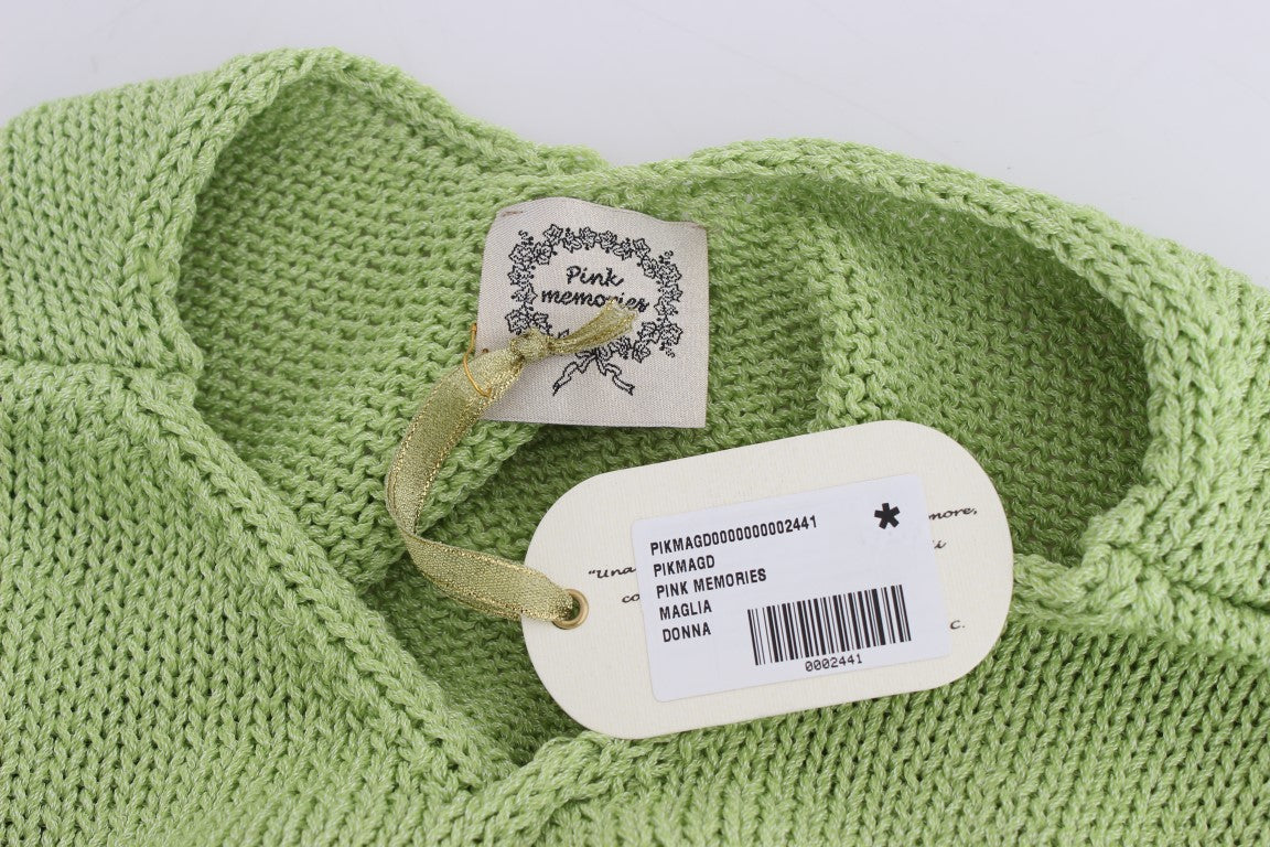 Pull en coton mélangé à mailles vertes PINK MEMORIES