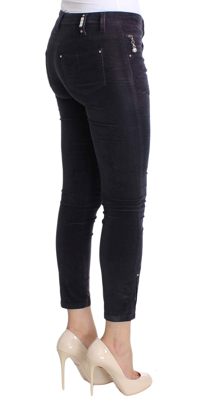 Costume National - Jean en velours côtelé violet, taille courte