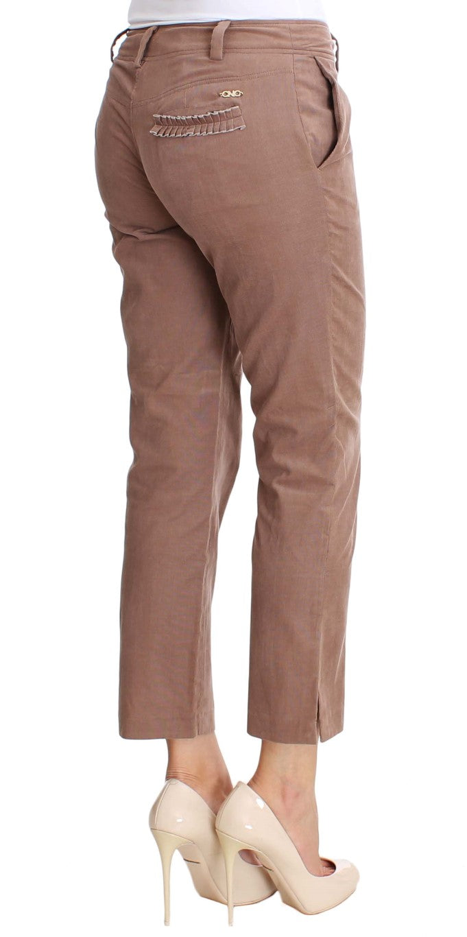 Pantalon en velours côtelé court marron de Costume National