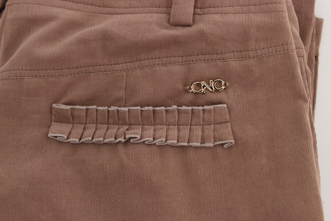 Pantalon en velours côtelé court marron de Costume National