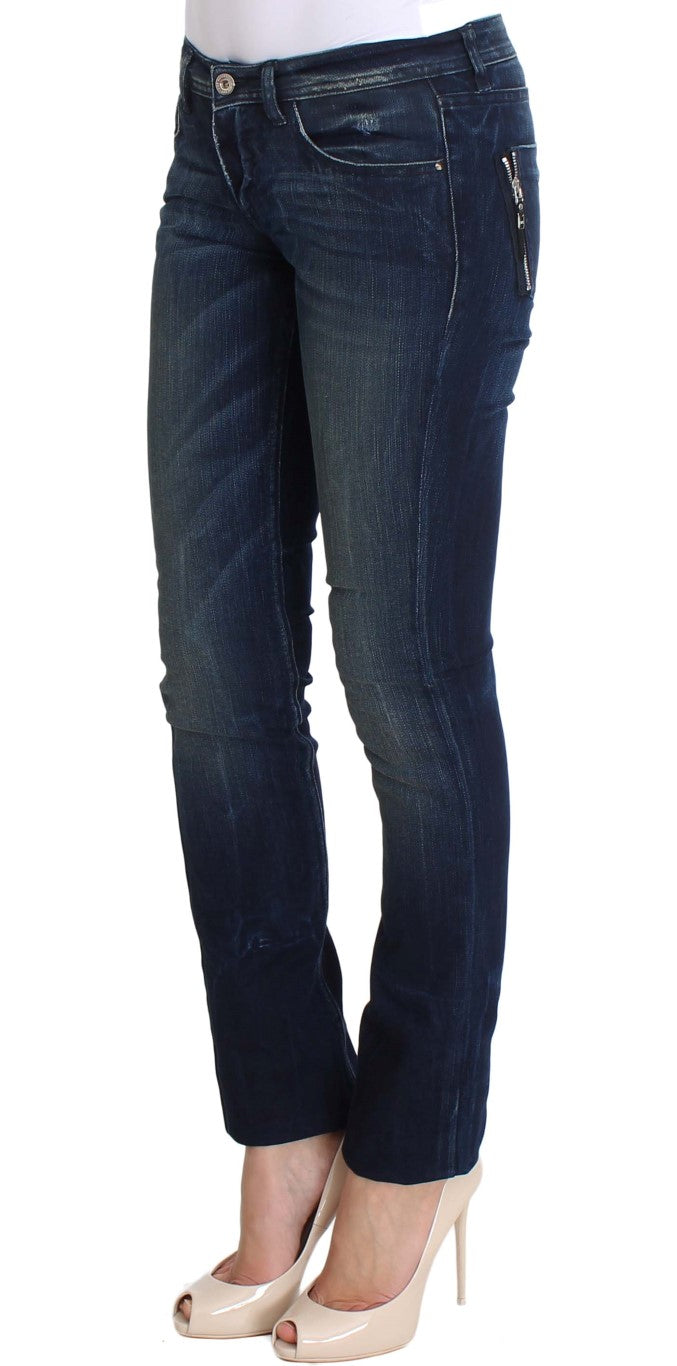 Costume National - Jeans skinny slim en coton bleu lavé