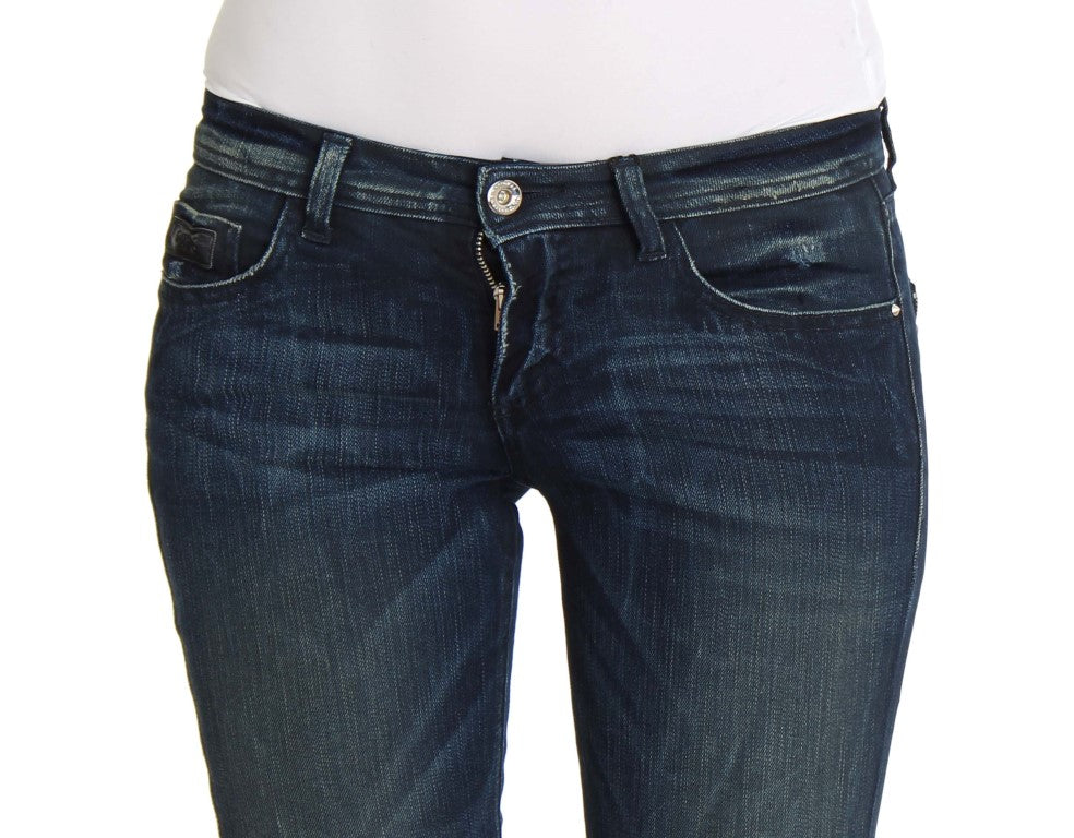 Costume National - Jeans skinny slim en coton bleu lavé