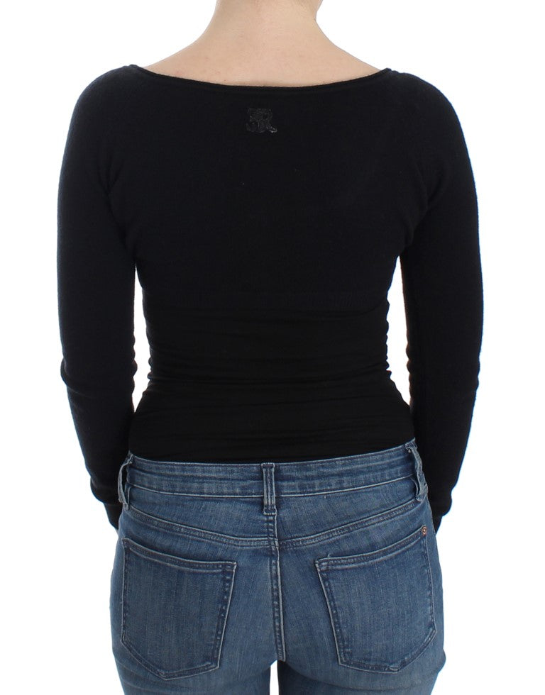 Pull cardigan en cachemire noir Ermanno Scervino