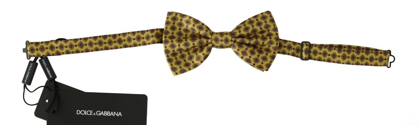 Cravate ajustable en soie à motif jaune Dolce & Gabbana