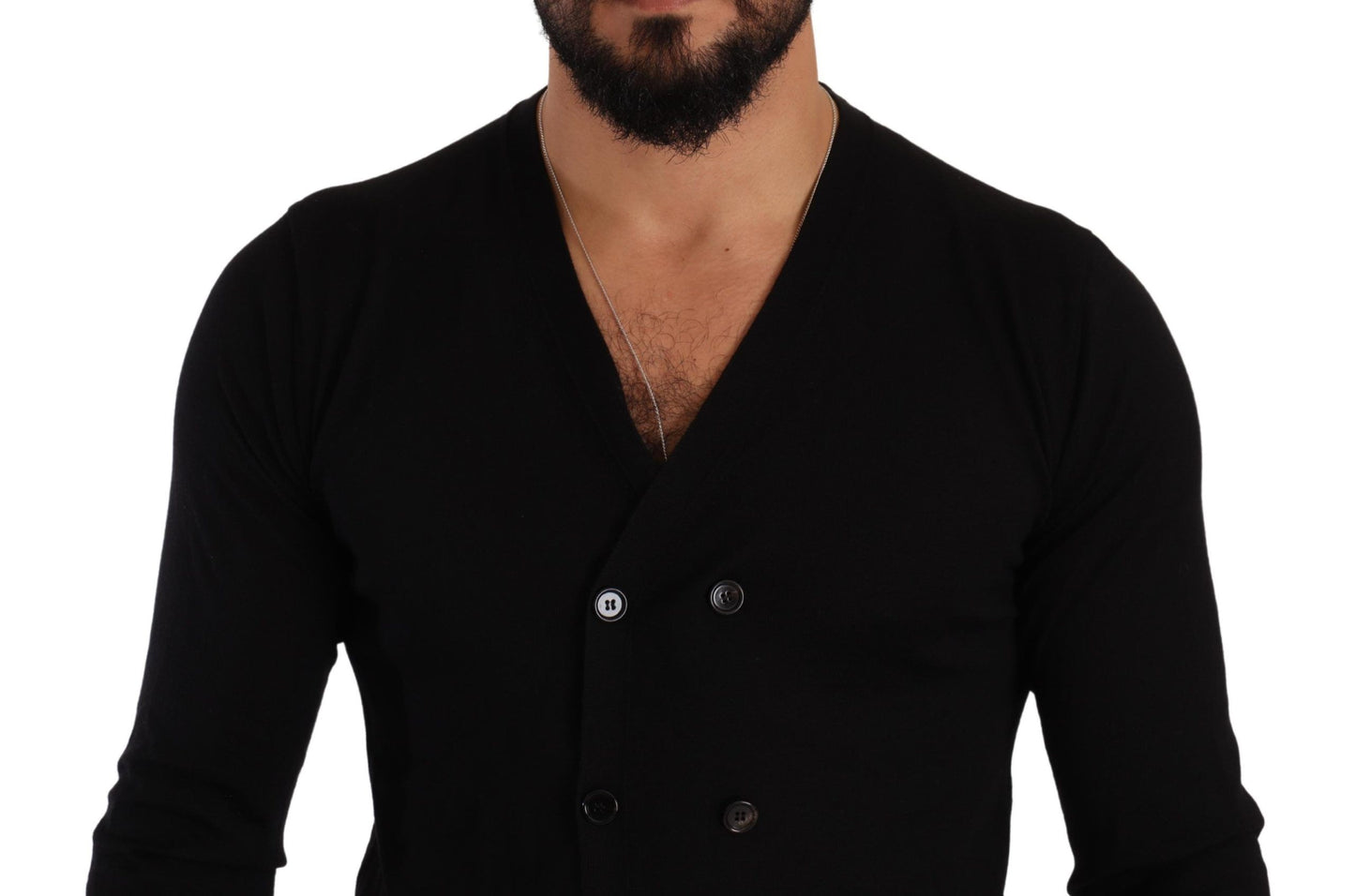 Pull en cachemire noir à boutons de Dolce & Gabbana