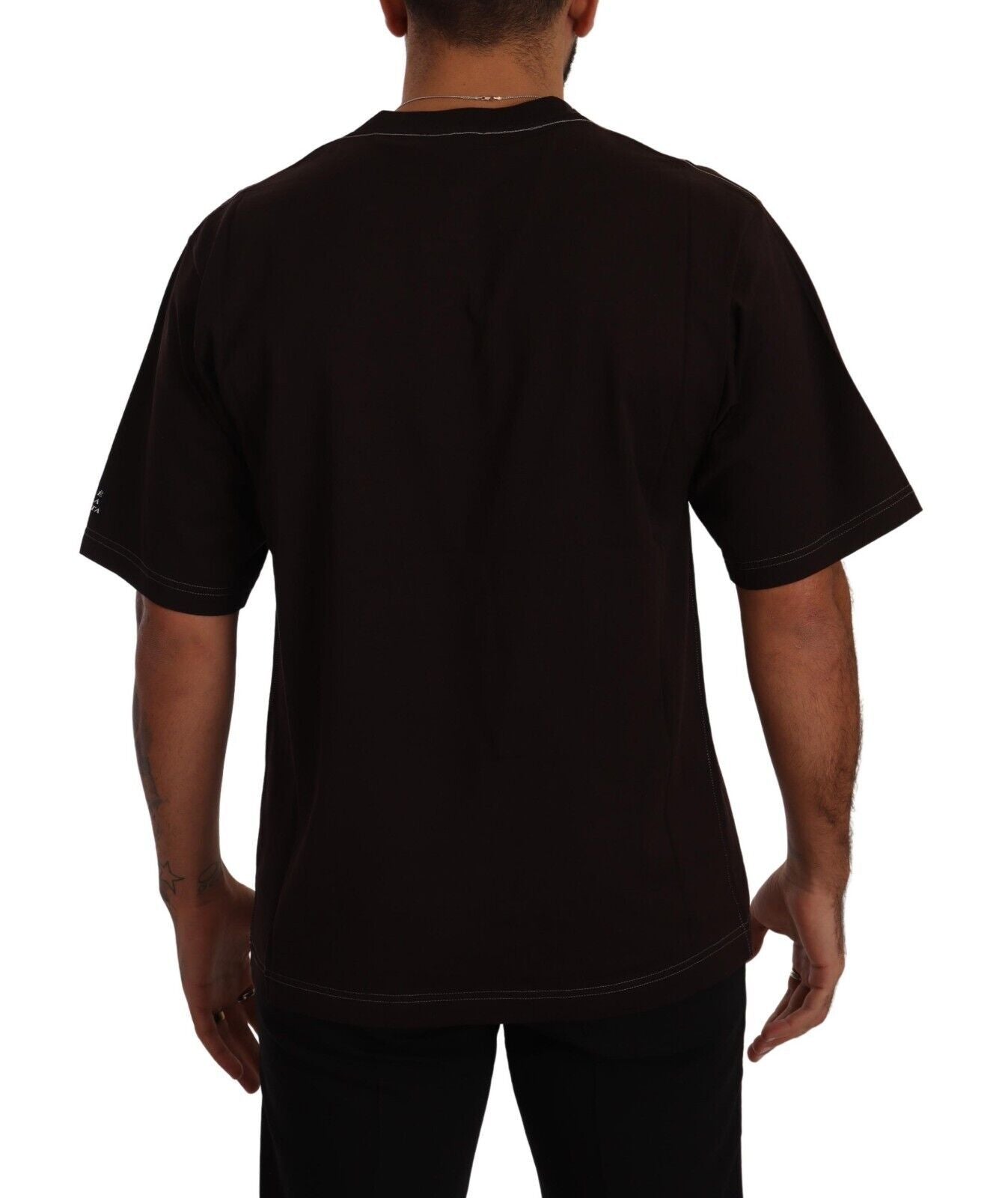 T-shirt à col rond en coton bord de mer avec imprimé L-Amore de Dolce & Gabbana