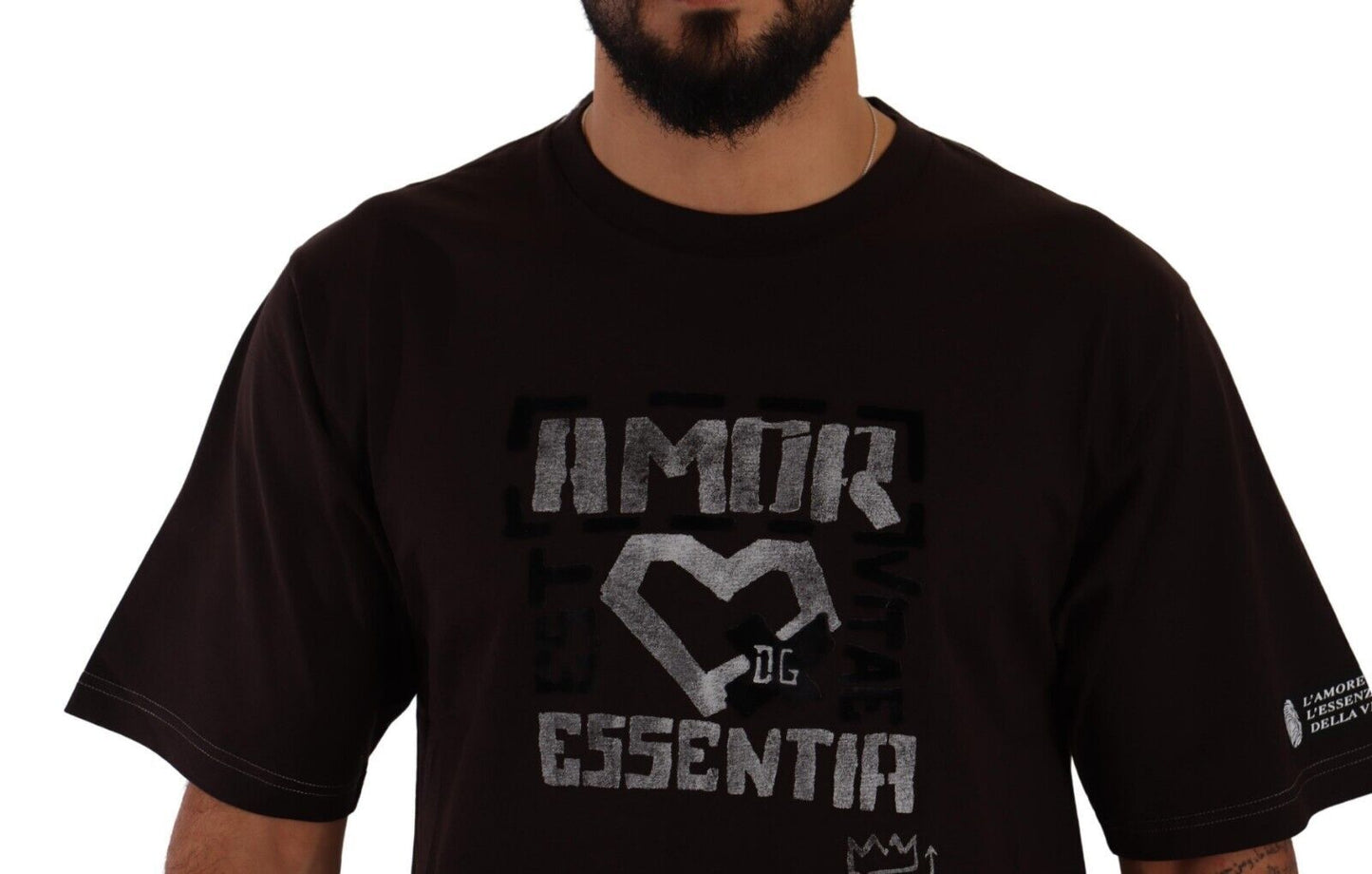 T-shirt à col rond en coton bord de mer avec imprimé L-Amore de Dolce & Gabbana