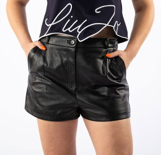 Short en cuir d'agneau noir Dolce & Gabbana pour femme