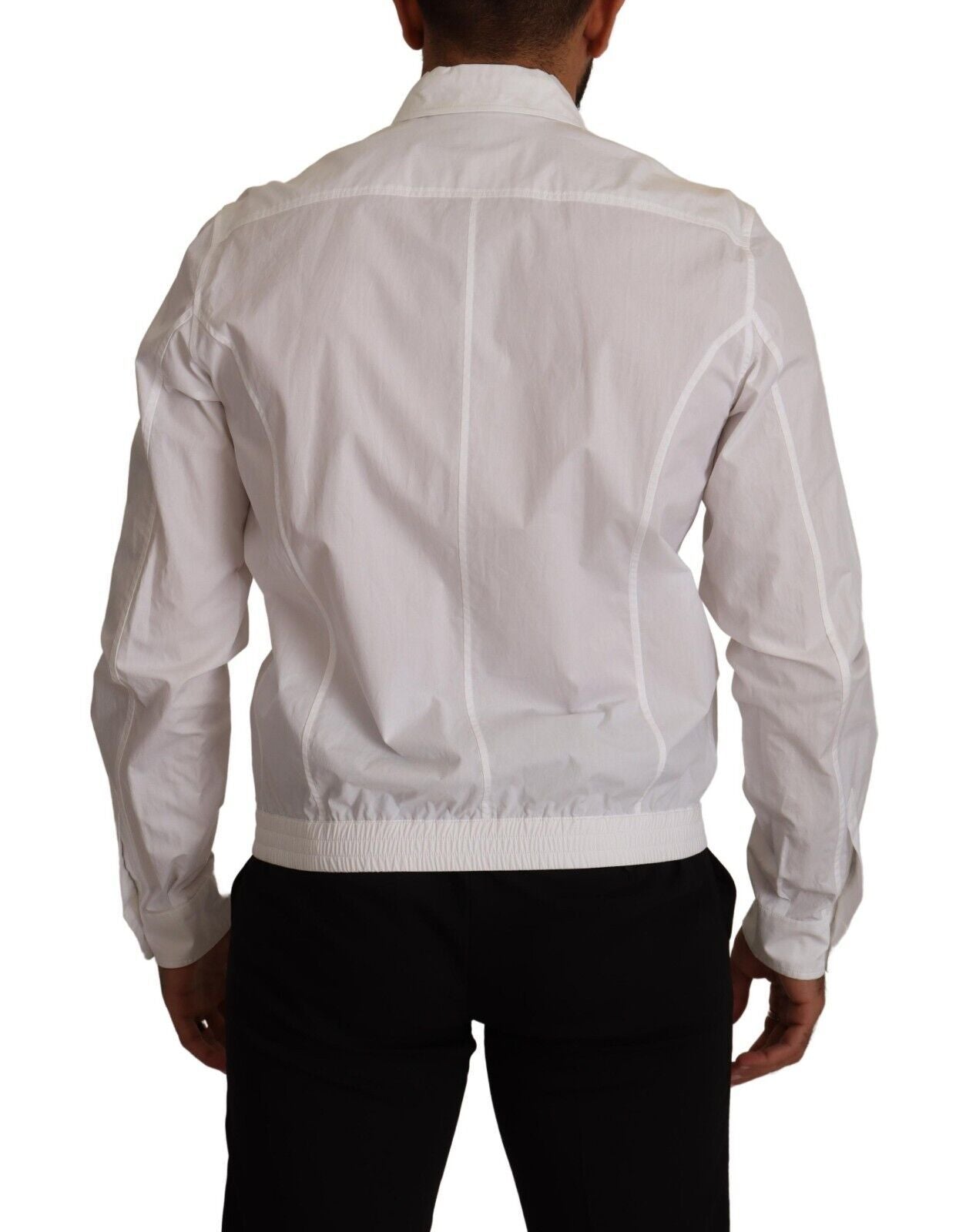 Chemise à manches longues pour homme en coton blanc à col boutonné de Dolce & Gabbana