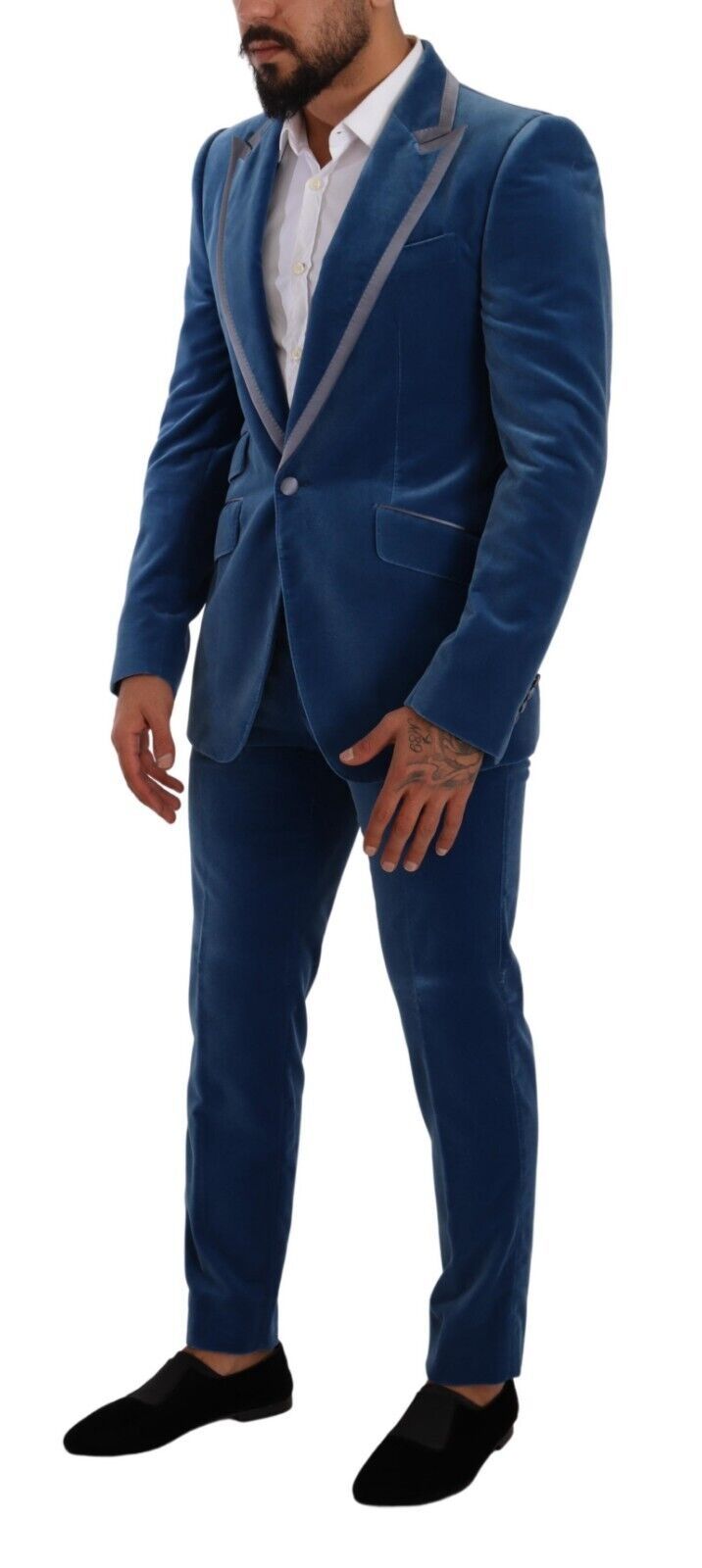 Costume 2 pièces en velours bleu SICILIA, coupe slim, Dolce & Gabbana
