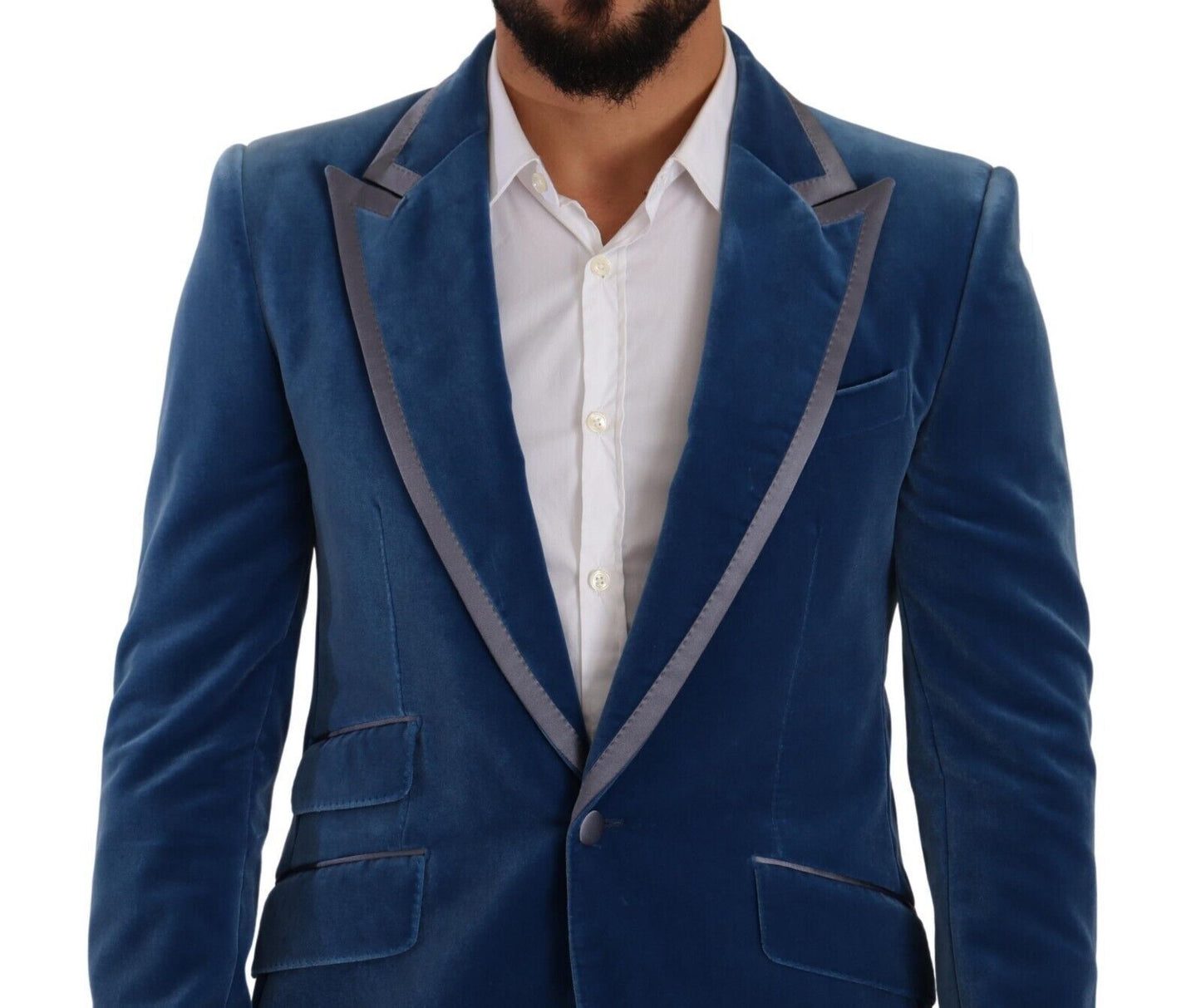 Costume 2 pièces en velours bleu SICILIA, coupe slim, Dolce & Gabbana
