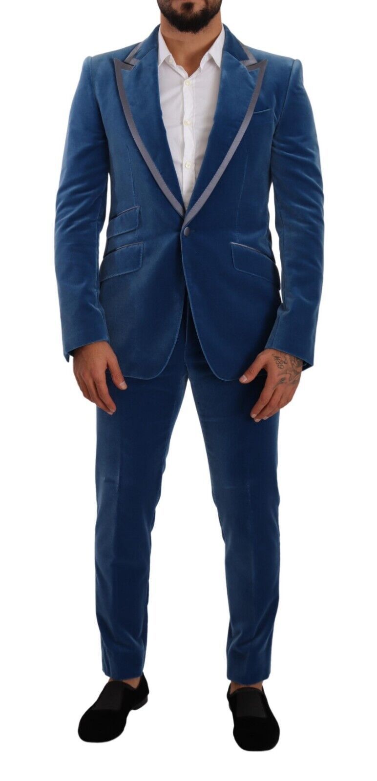 Costume 2 pièces en velours bleu SICILIA, coupe slim, Dolce & Gabbana