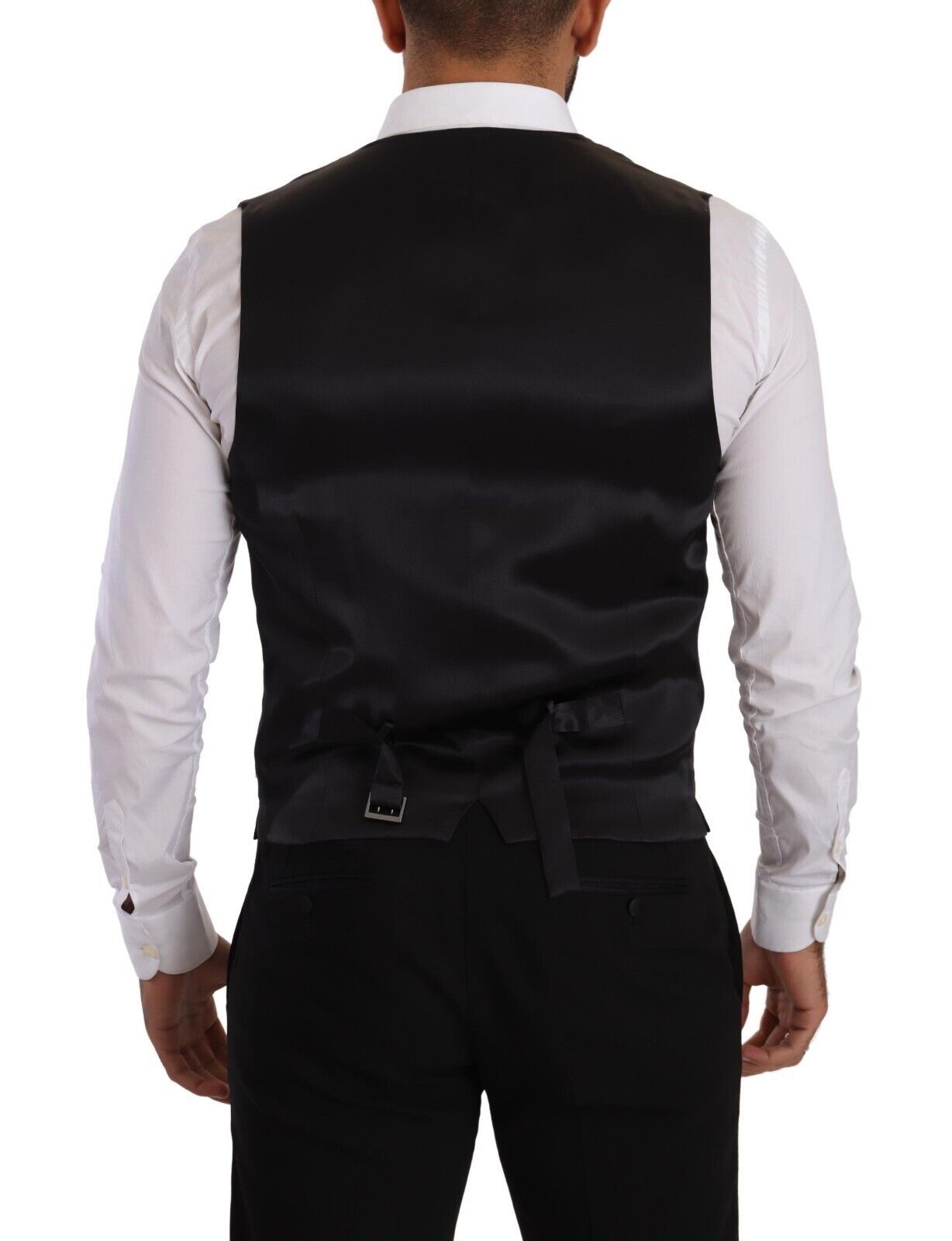 Gilet en laine et soie rayé noir de Dolce & Gabbana
