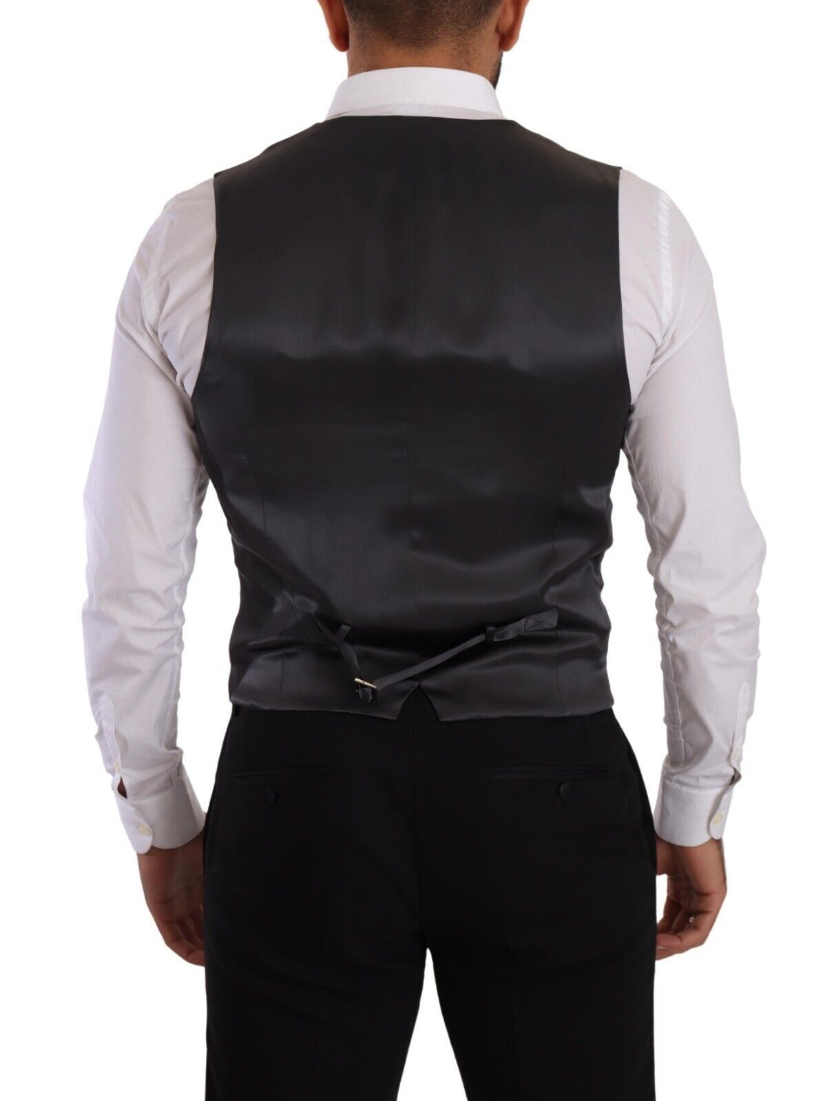 Gilet sans manches à rayures grises et à double boutonnage de Dolce & Gabbana