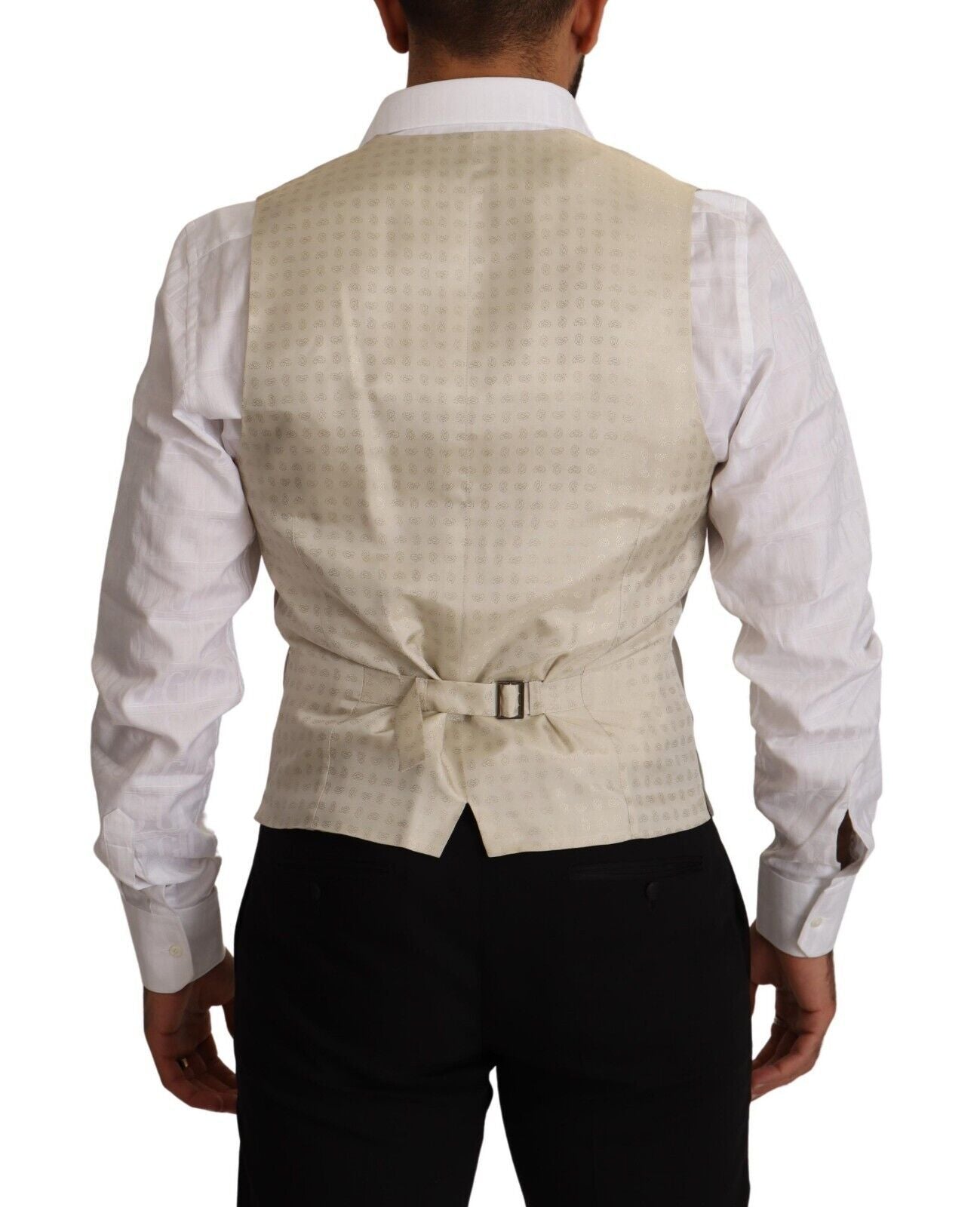 Gilet sans manches en laine beige à simple boutonnage de Dolce & Gabbana